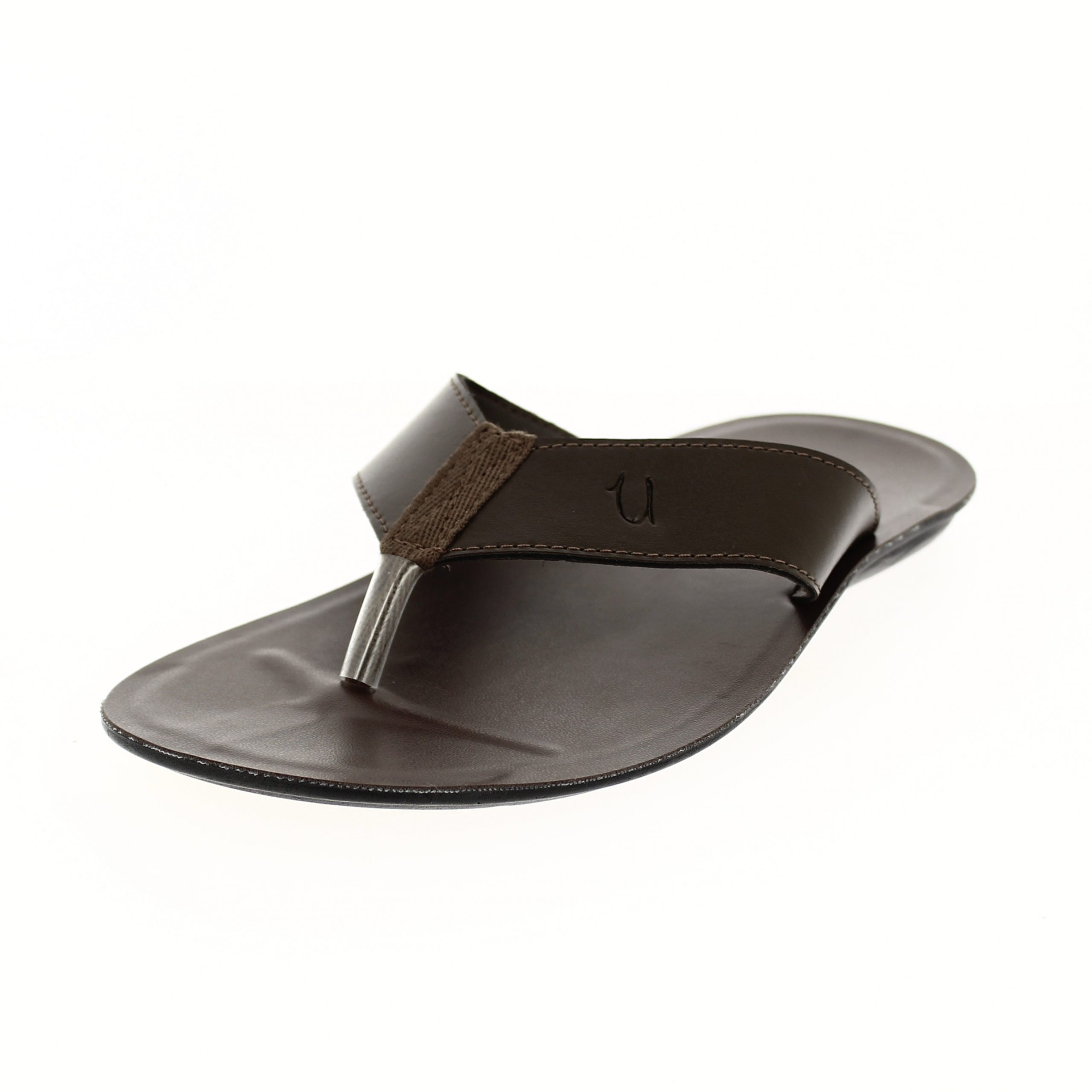 U Softo   Men Casual V-strap Slippers BROWN