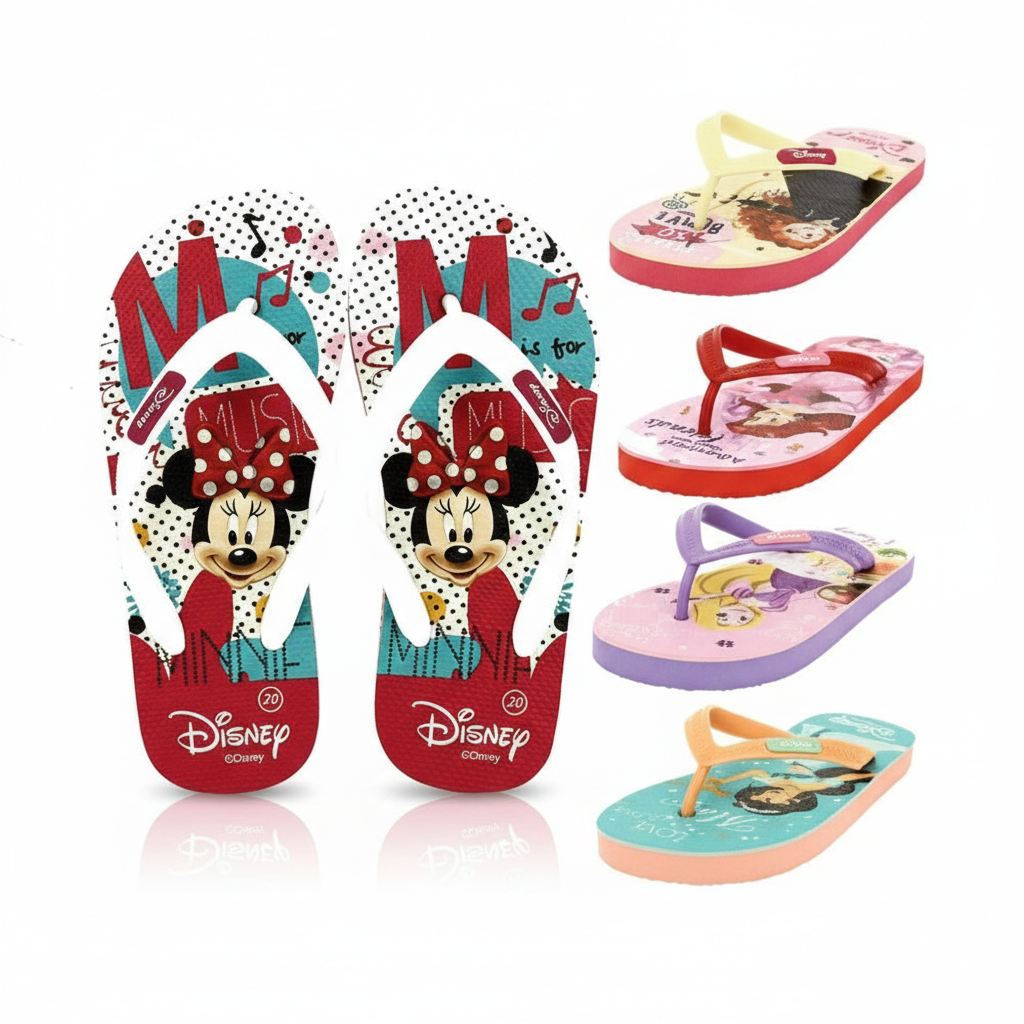 Disney Girls Casual FLATS Flip Flops PURPLE , PEACH , PINK , WHITE , RED