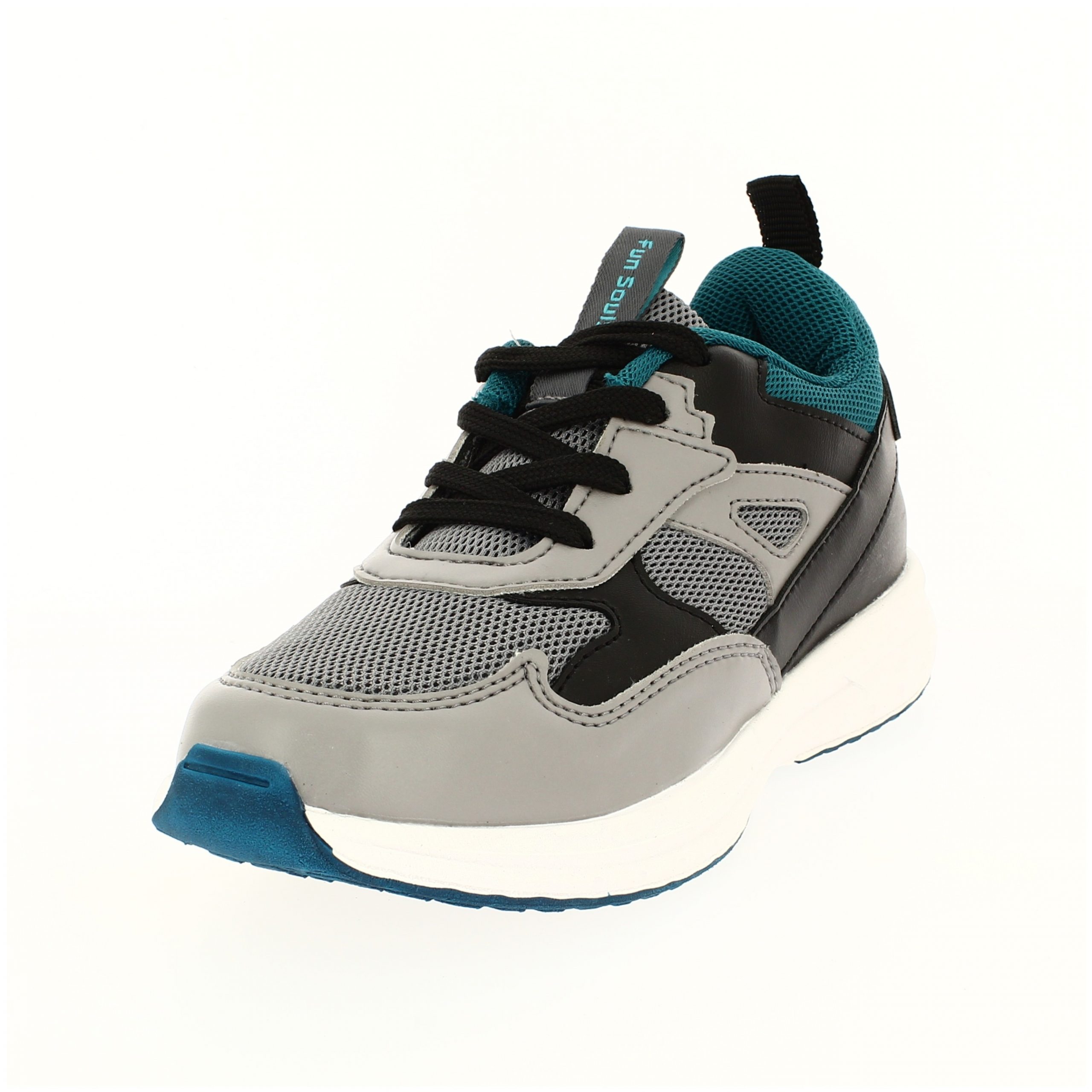 Fun Souls Boys Sports Lacing Shoes GRAY-AQUA