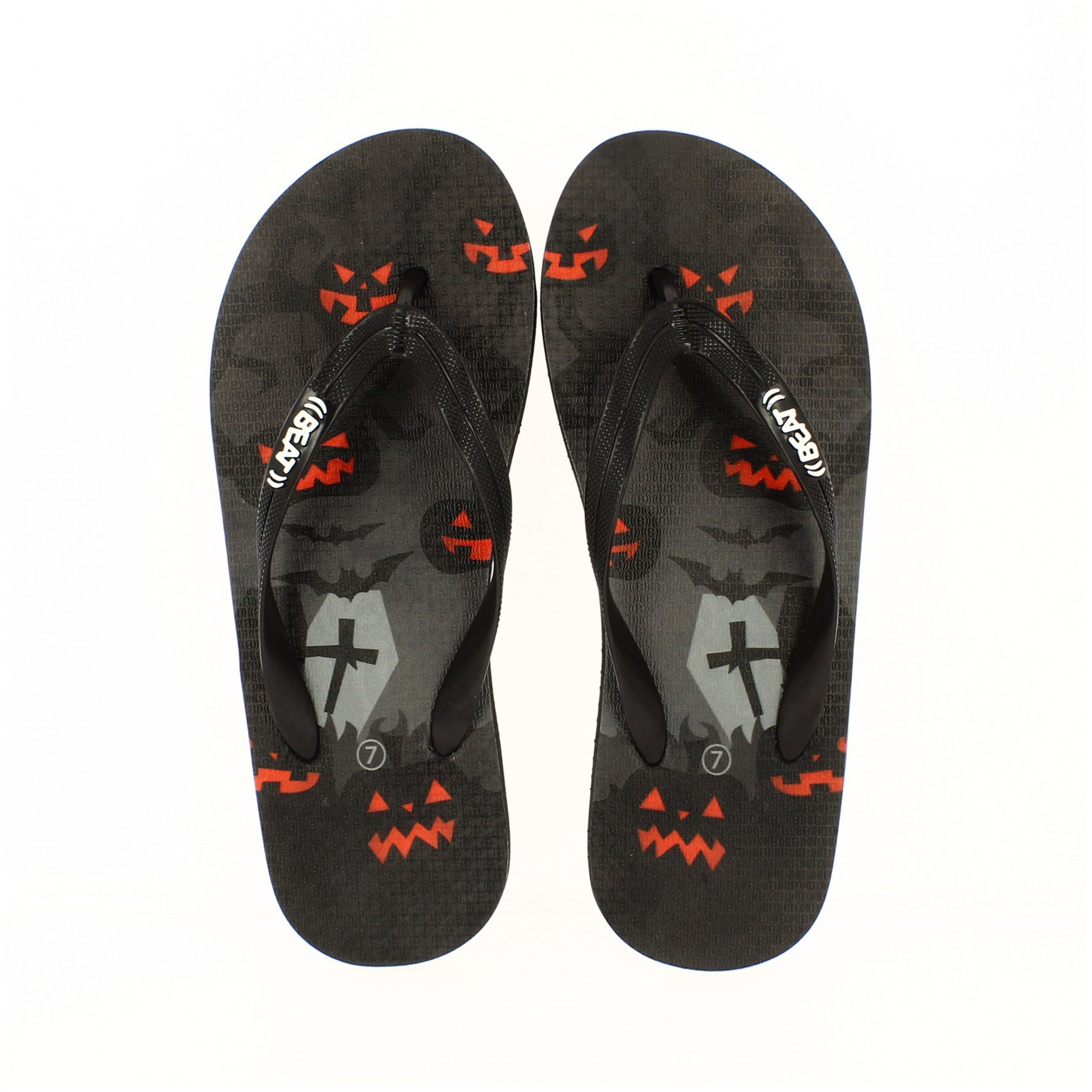 BEAT   Men Casual FLATS  Flip Flops Black