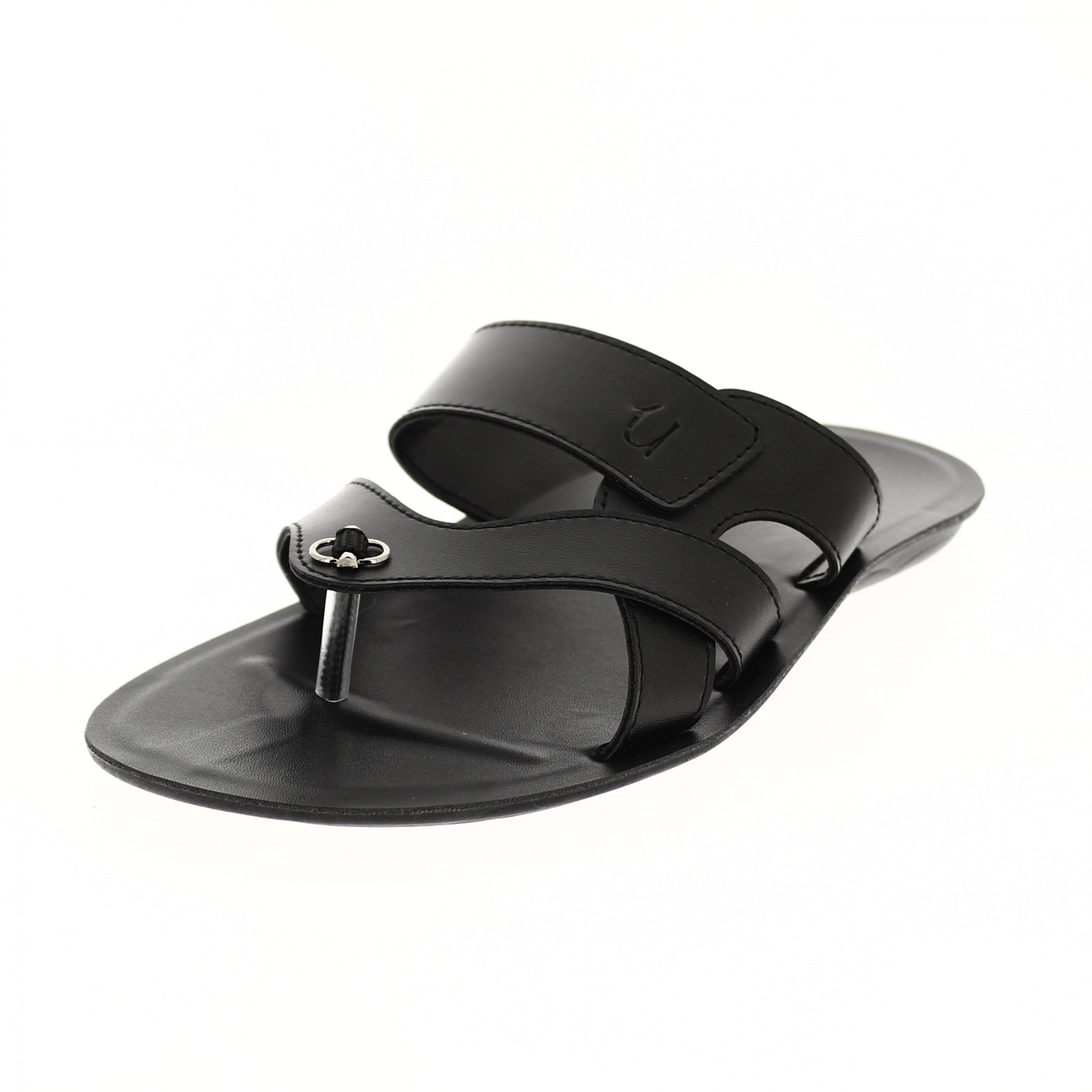 U Softo   Men Casual  Toe Ring Slippers BLACK