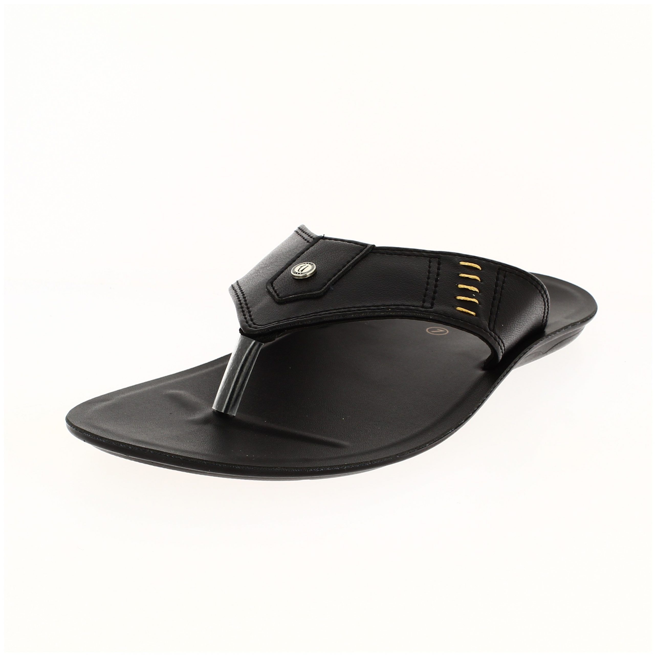 U Softo   Men Casual  T-strap Slippers BLACK