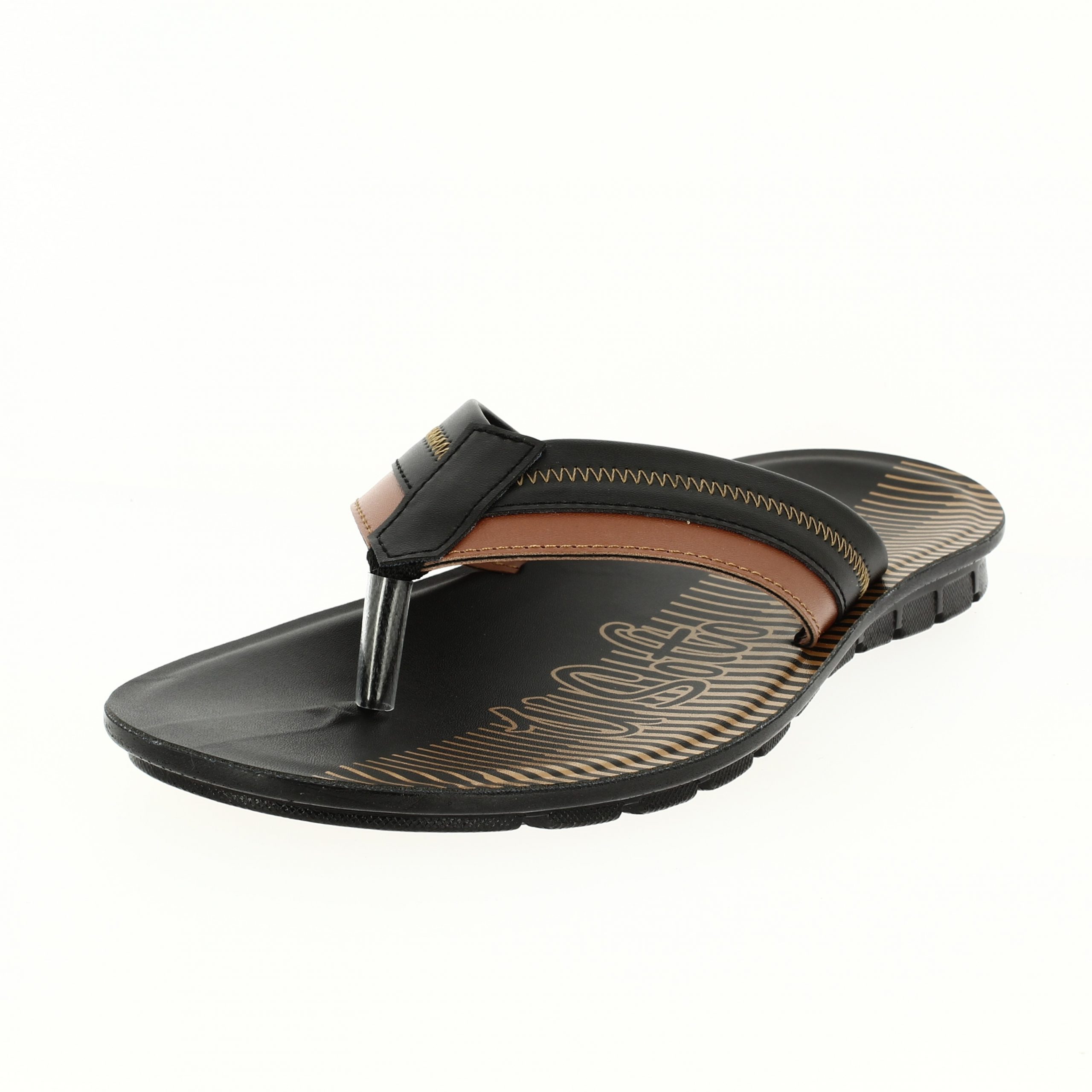 U Softo   Men Casual V-strap Slippers BLACK