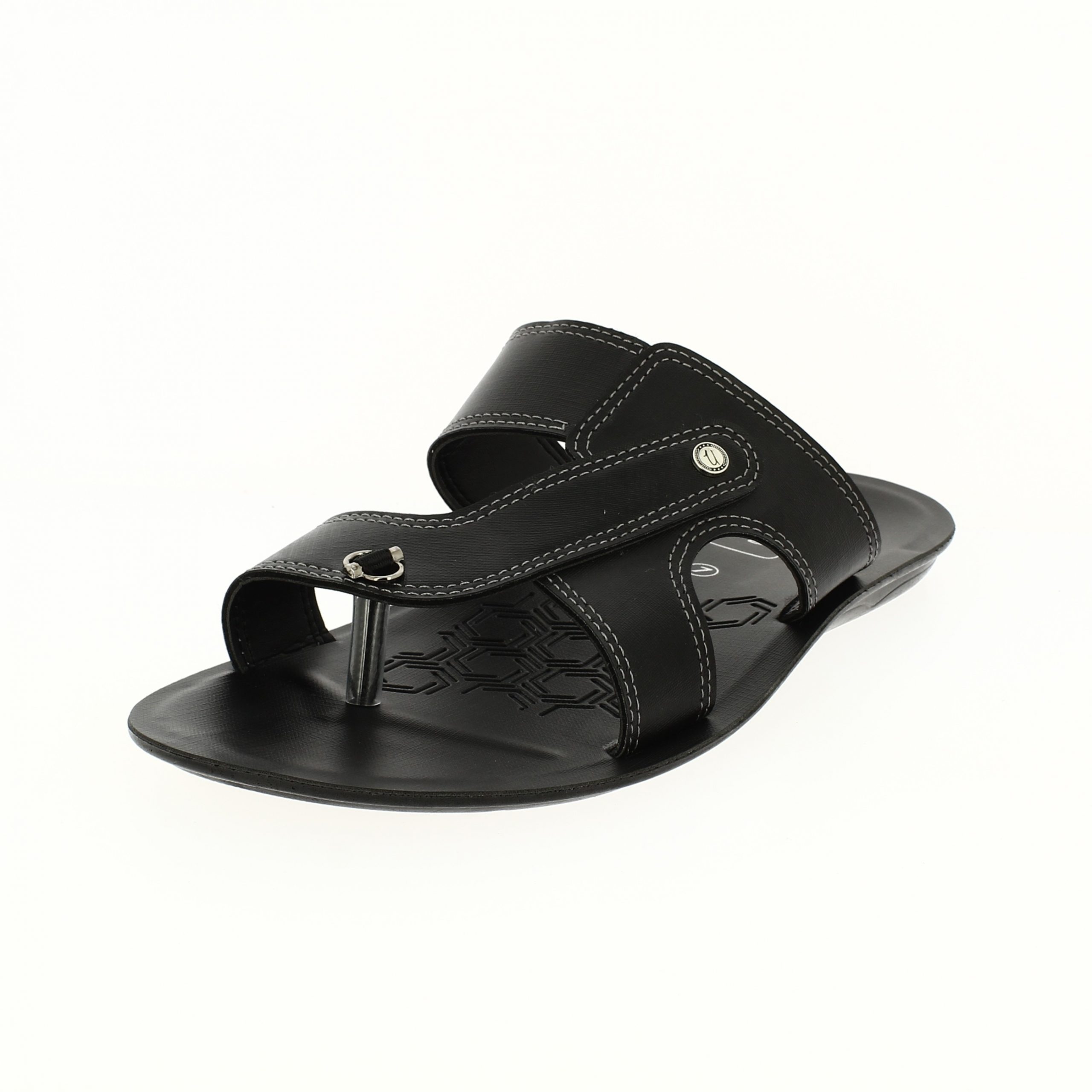 U Softo   Men Casual  Toe Ring Slippers BLACK