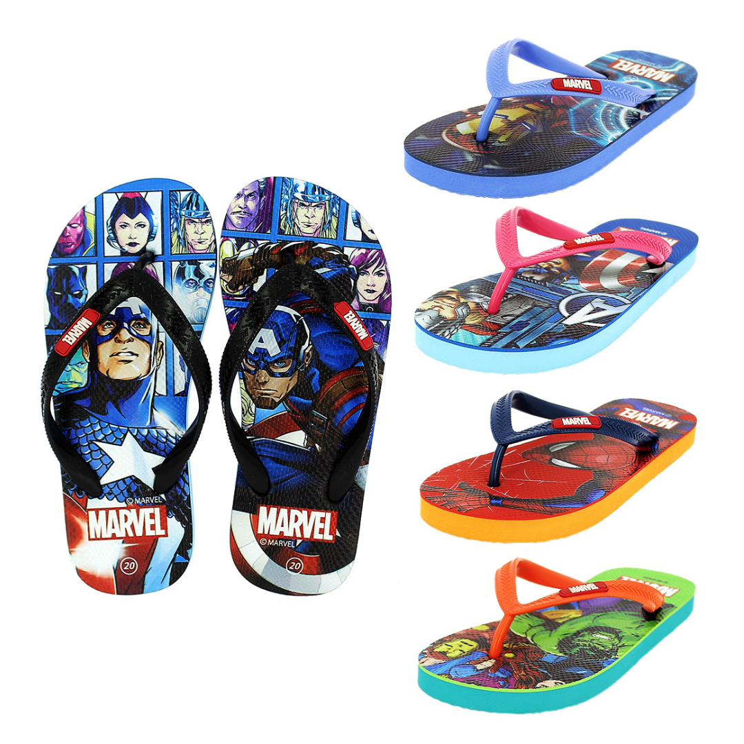 Marvel Boys Casual FLATS  Flip Flops Orange , Black , Light blue , Dark blue , Pink