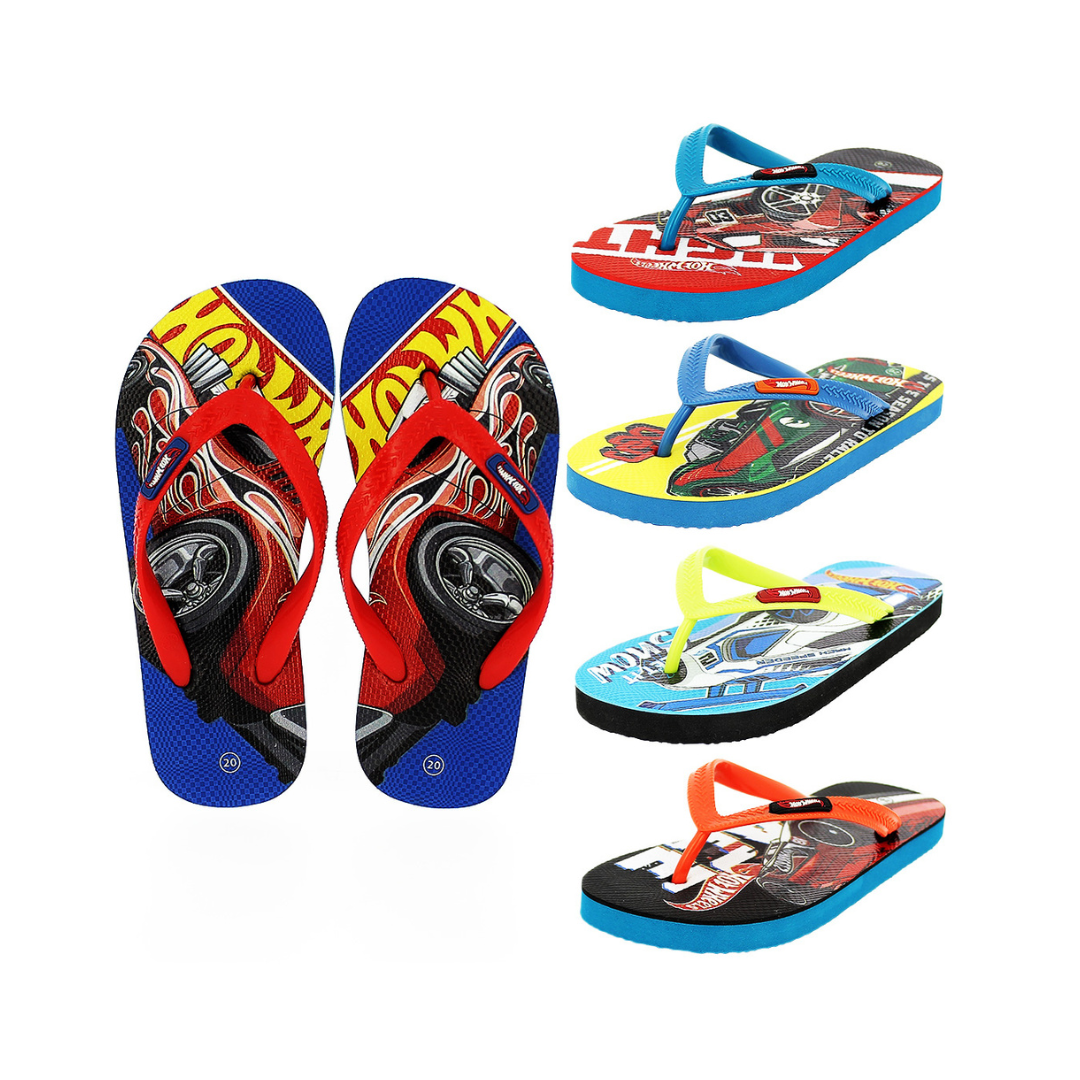 Hot Wheels Boys Casual FLATS  Flip Flops Dark blue , Light blue, Red , Light green , Orange