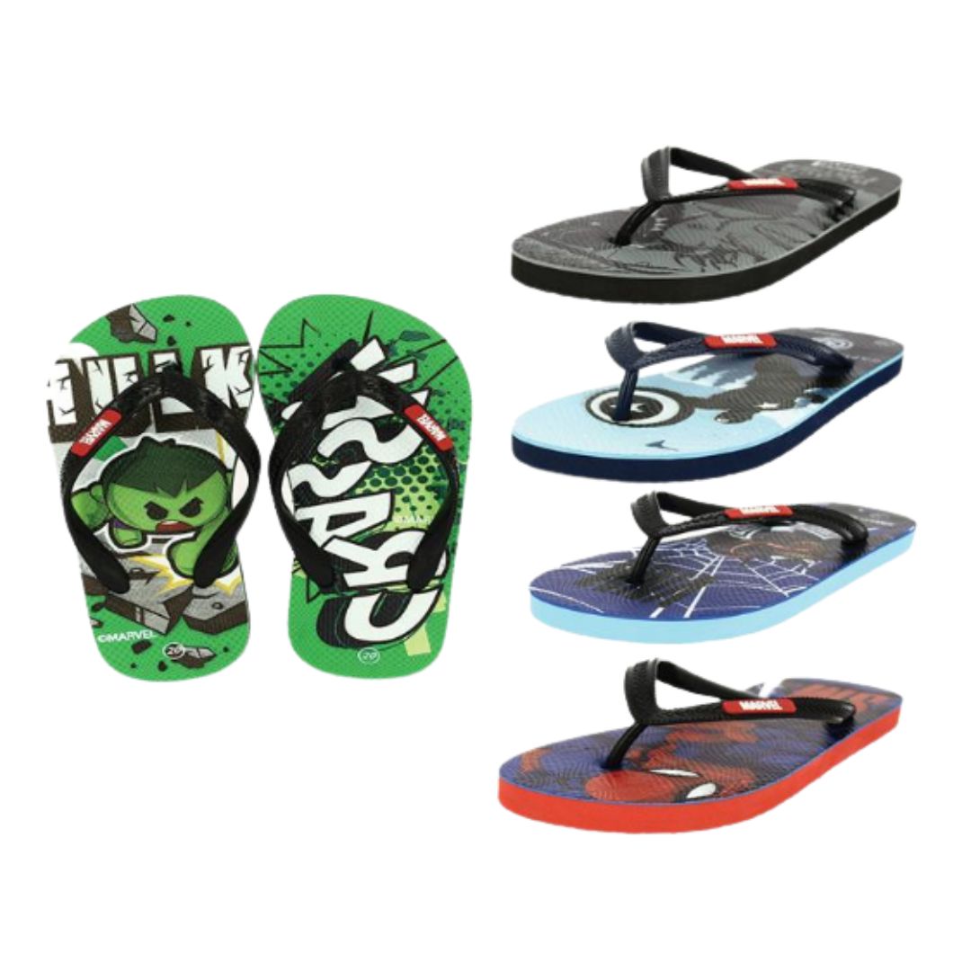 Marvel Boys Casual FLATS  Flip Flops GREEN , BLACK , DARKBLUE , LIGHTBLUE