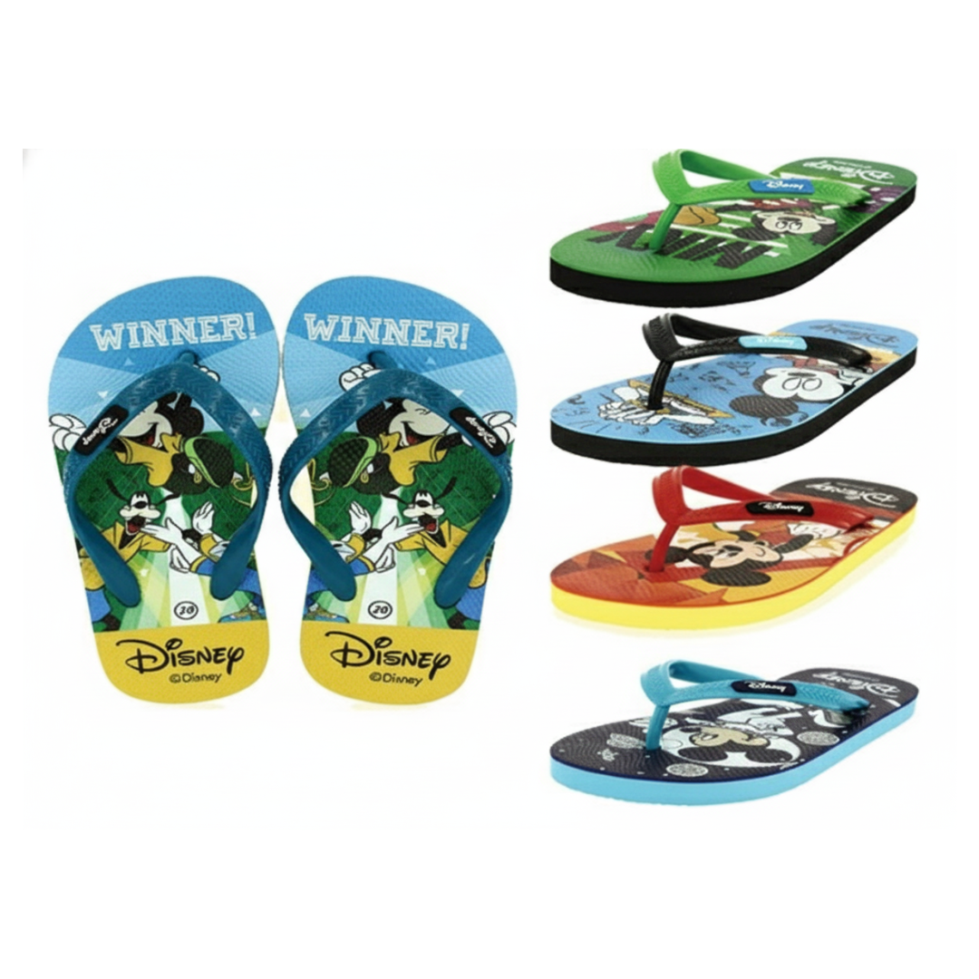 Disney Boys Casual FLATS  Flip Flops DARKBLUE , LIGHTBLUE , YELLOW ,  RED