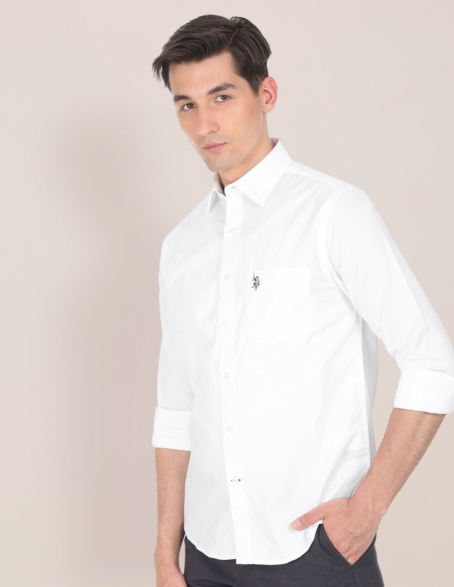 U.S. Polo Assn Men Casual SHIRTS WHITE