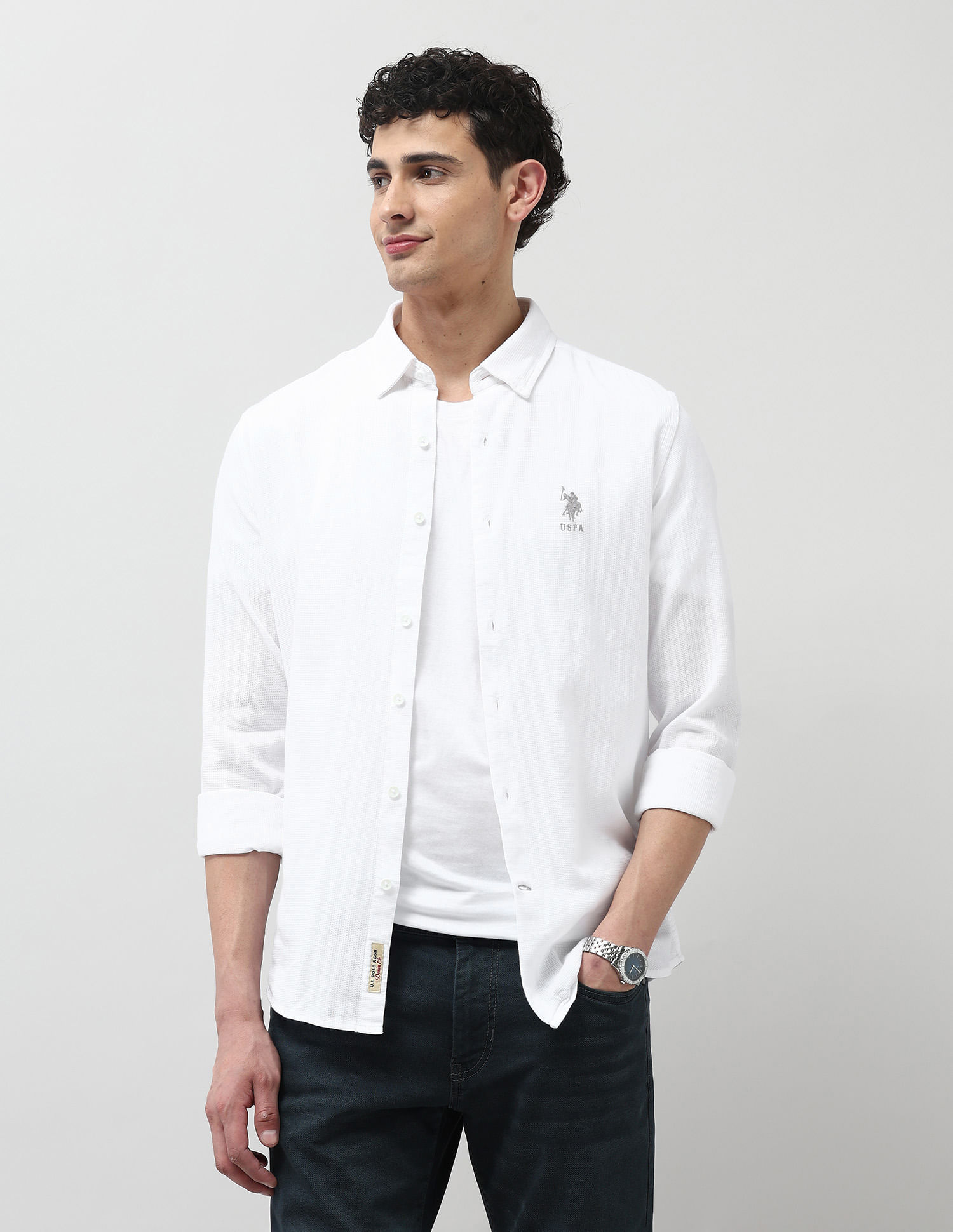 U.S. Polo Assn Men Casual SHIRTS WHITE