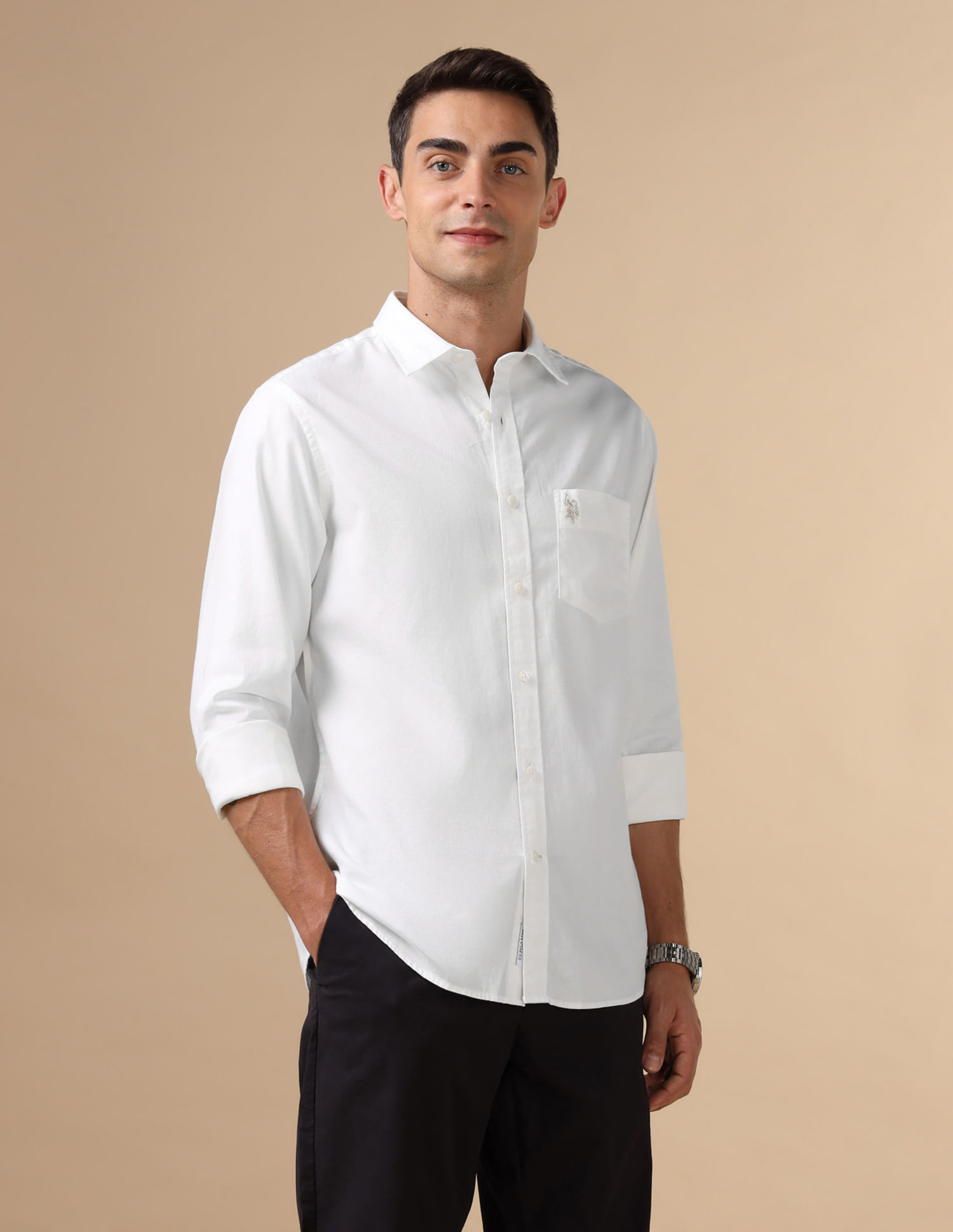 U.S. Polo Assn Men Casual SHIRTS WHITE
