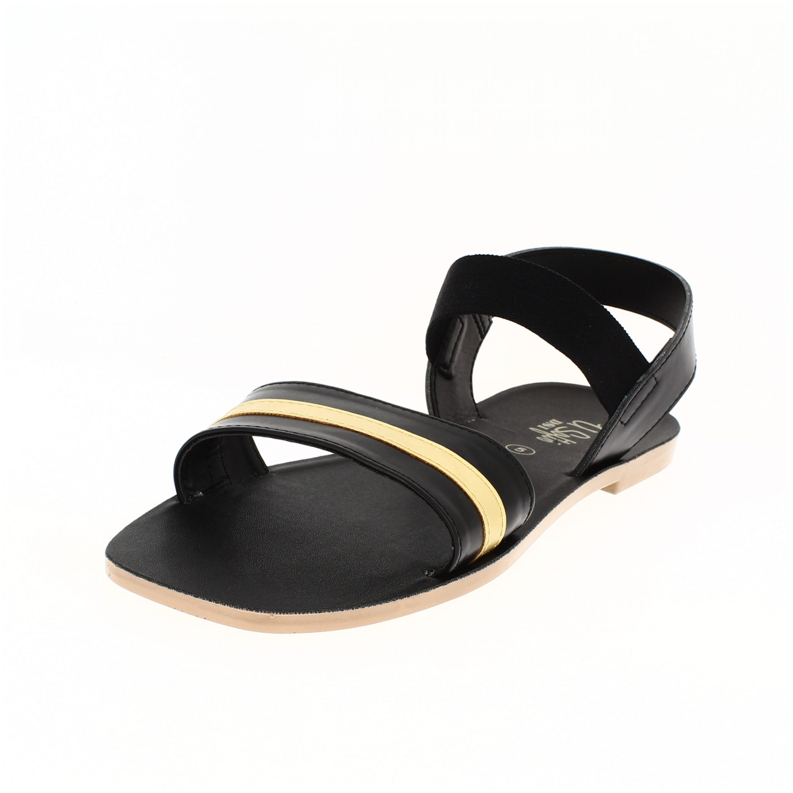 U Softo  Women Casual  Slip-on  Sandals BLACK/GOLD