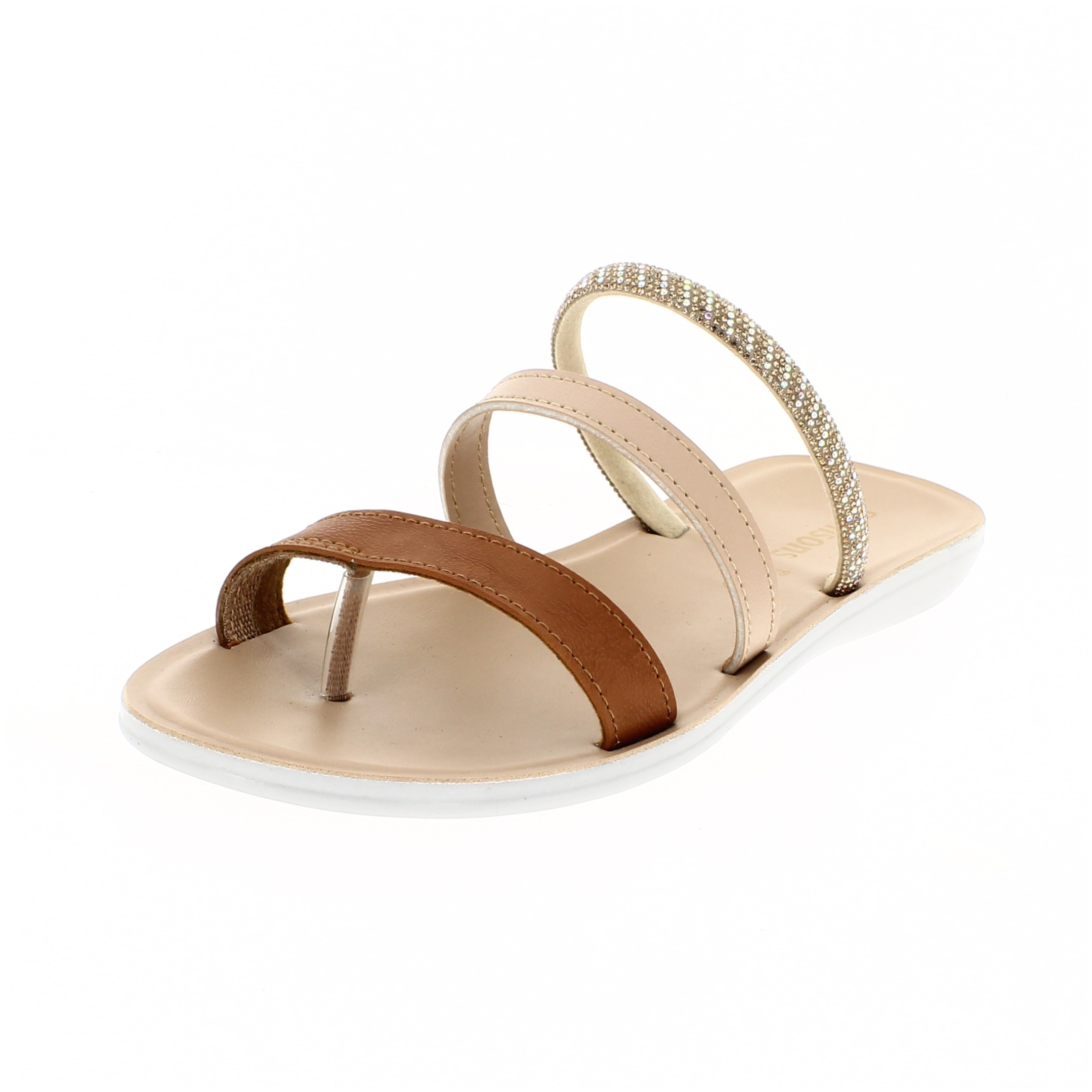 samsons Women Casual Toe Ring Slippers BEIGE