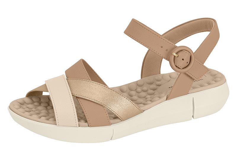 MODARE Women Casual Slip-on Sandals NUDE/GOLDEN