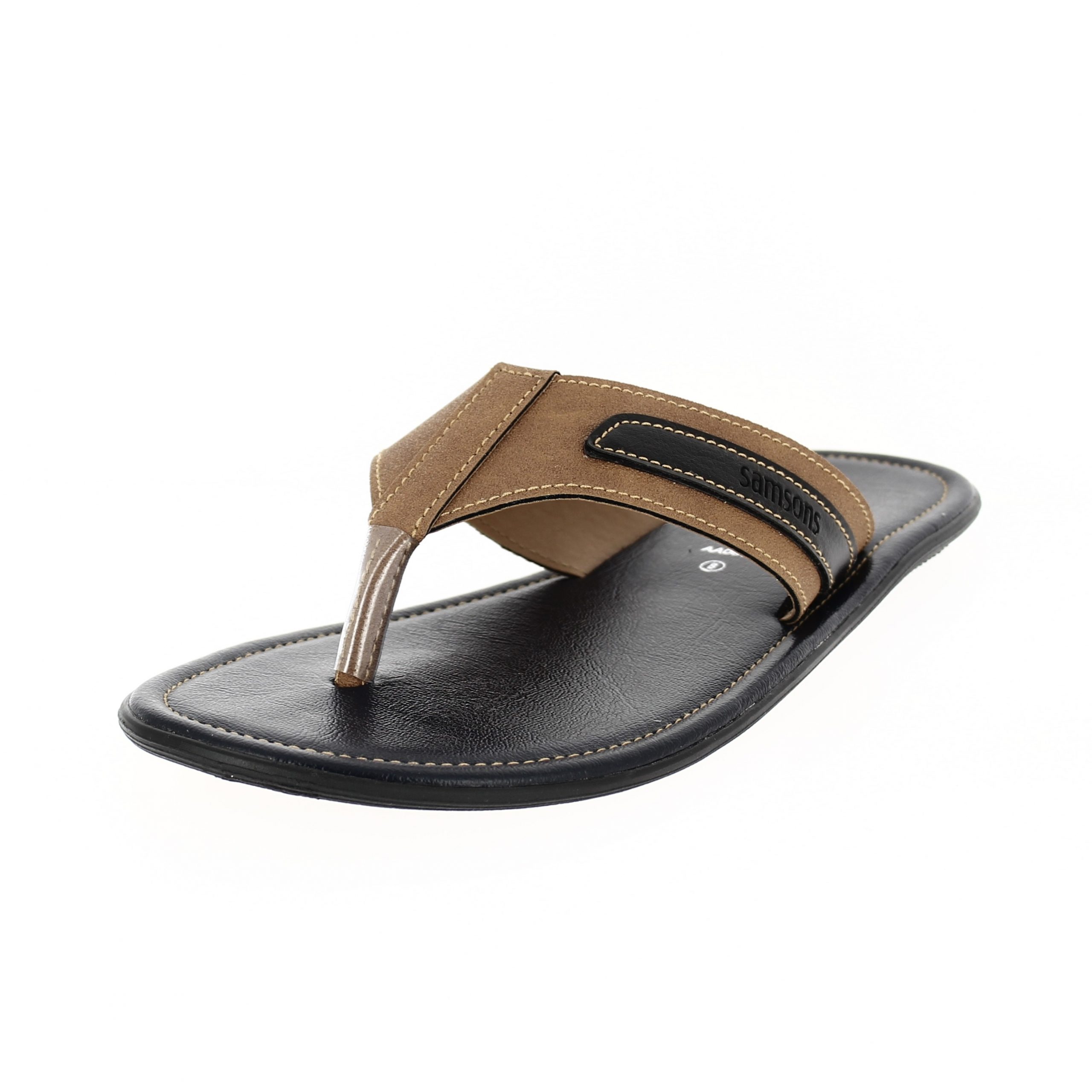 samsons   Men Casual  T-strap Slippers BROWN