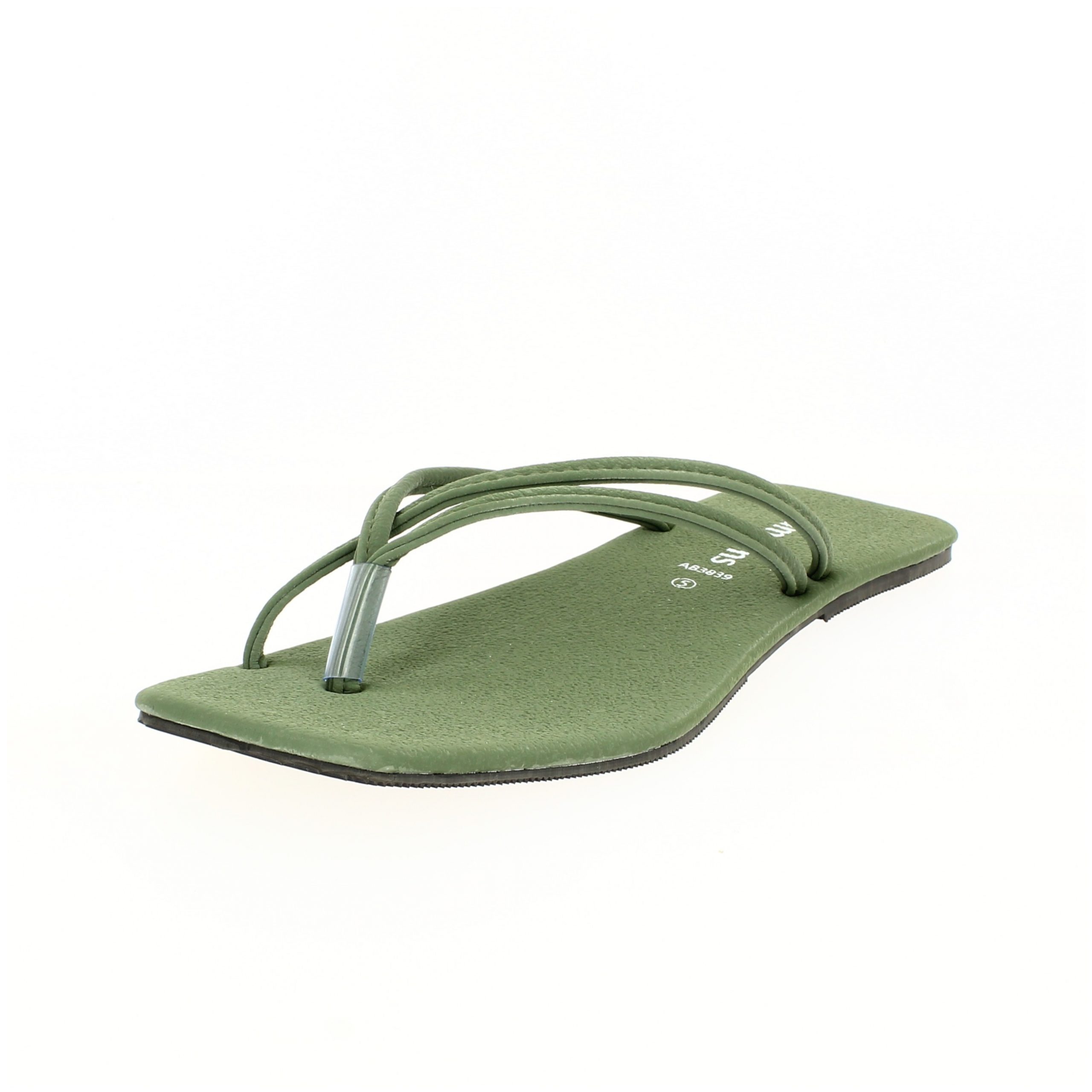 samsons Women Casual Toe Ring Slippers GREEN