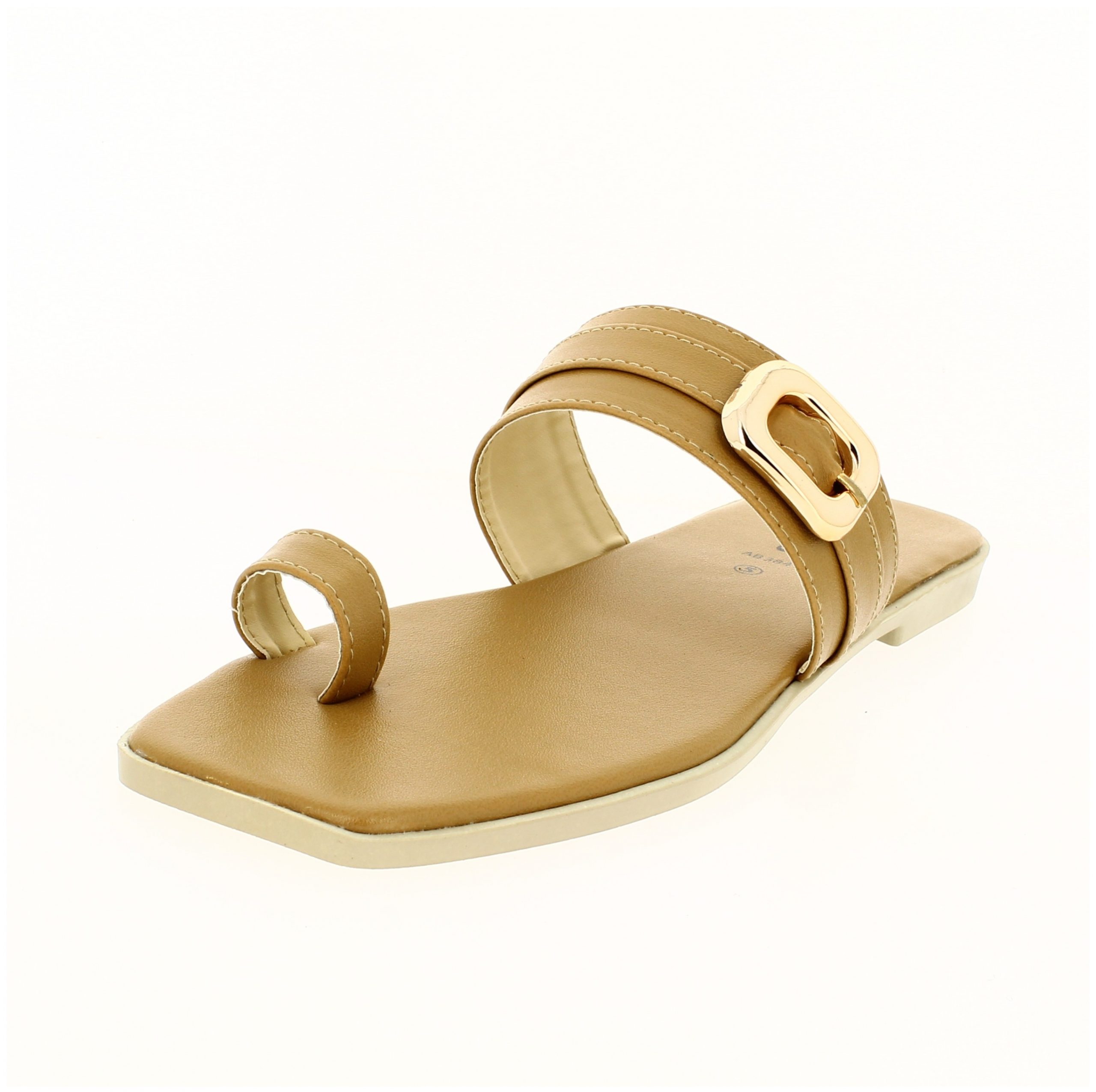 samsons Women Casual Toe Ring Slippers BEIGE