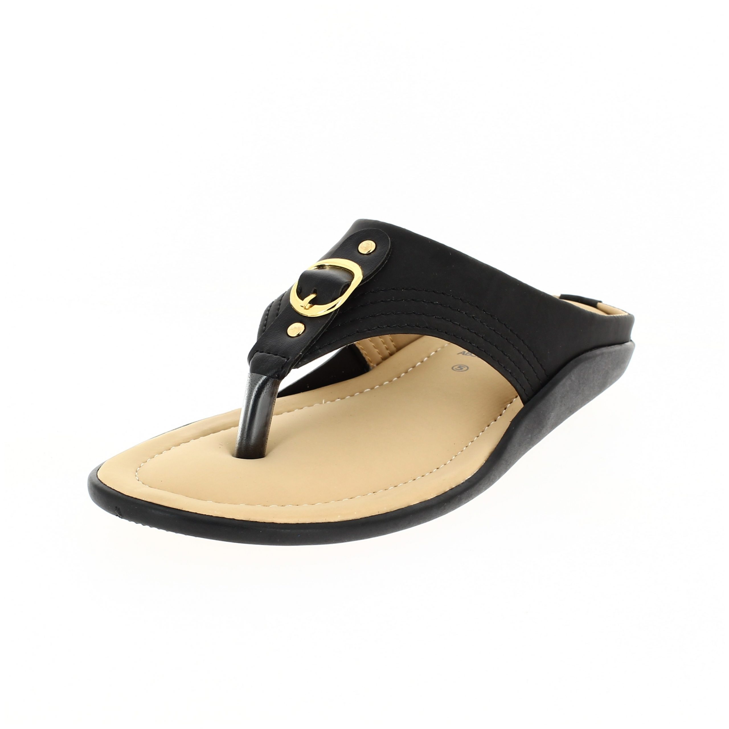 samsons Women Casual T-strap Slippers BLACK