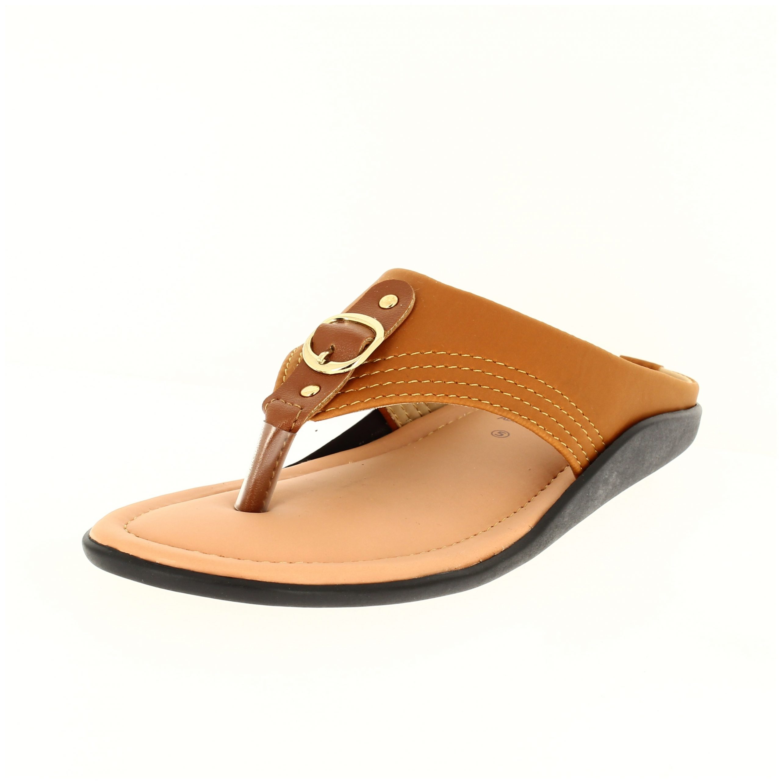 samsons Women Casual T-strap Slippers TAN