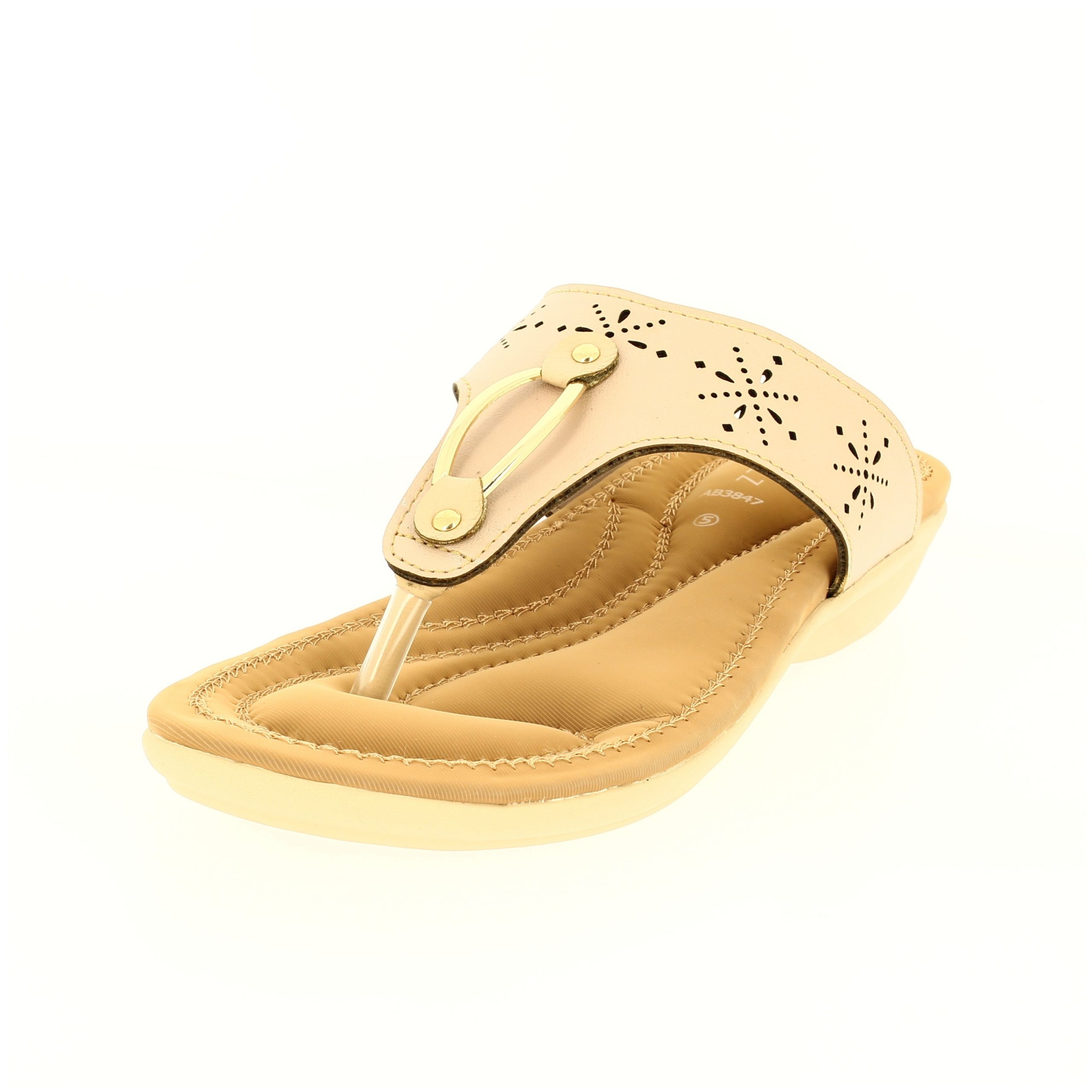 PETALZ Women Casual T-strap Wedges BEIGE