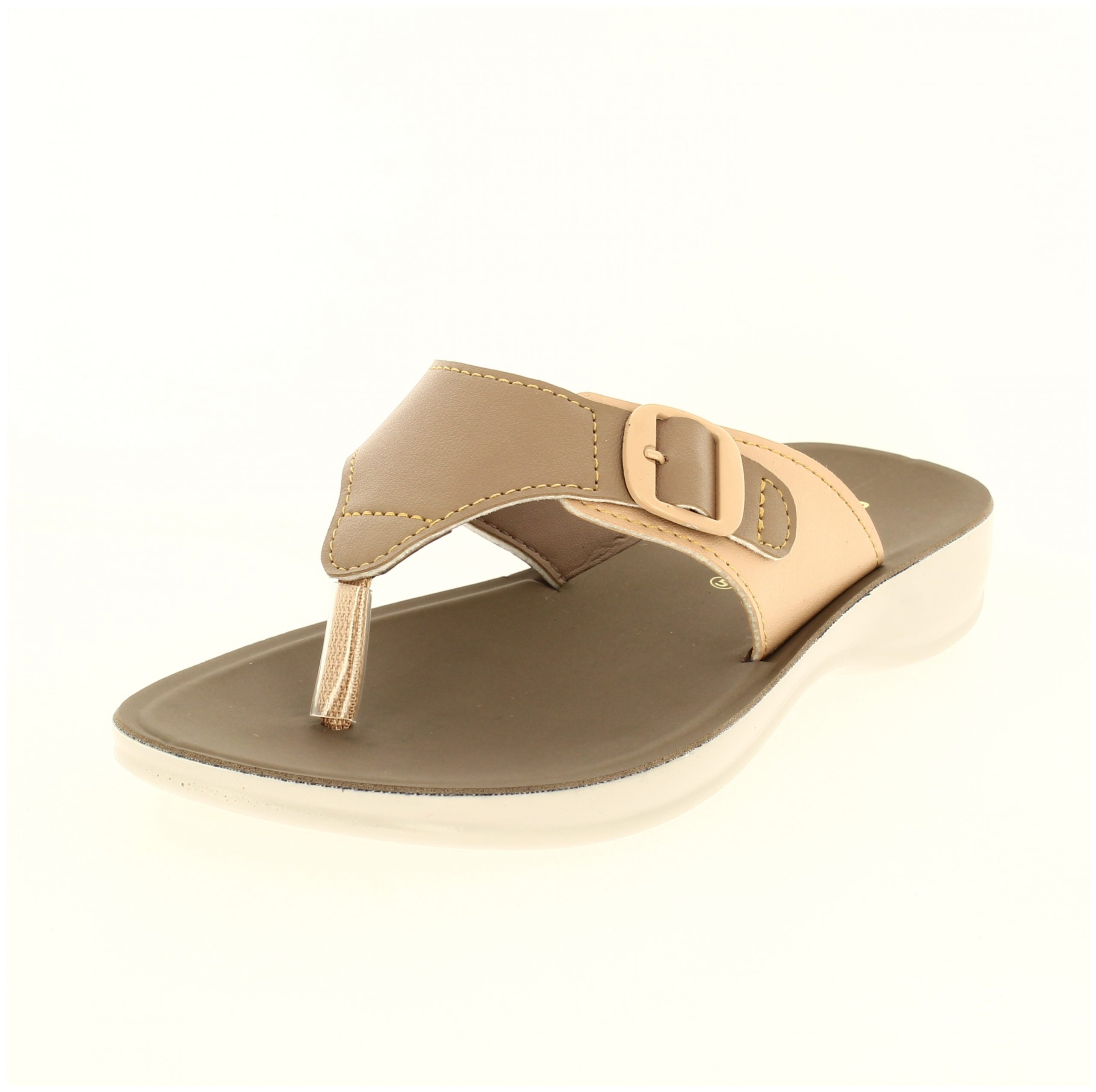 samsons Women Casual T-strap Slippers IVORY