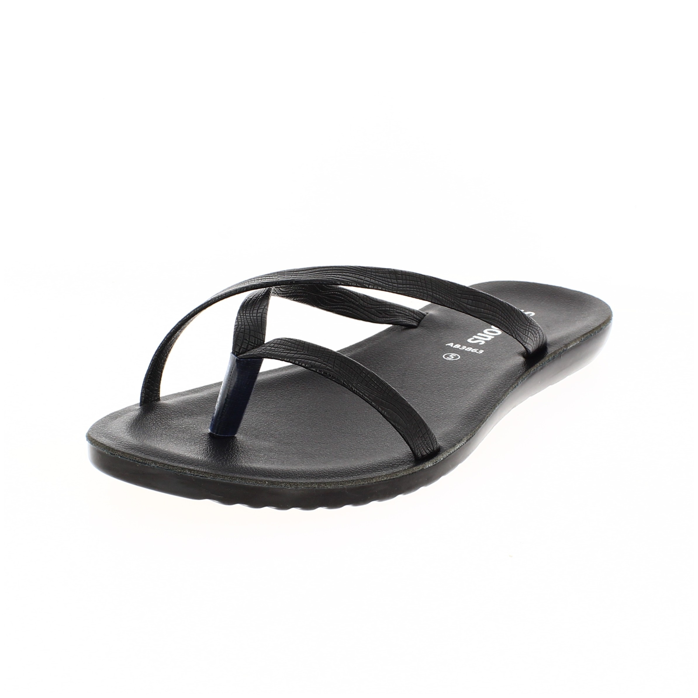 samsons Women Casual Toe Ring Slippers BLACK