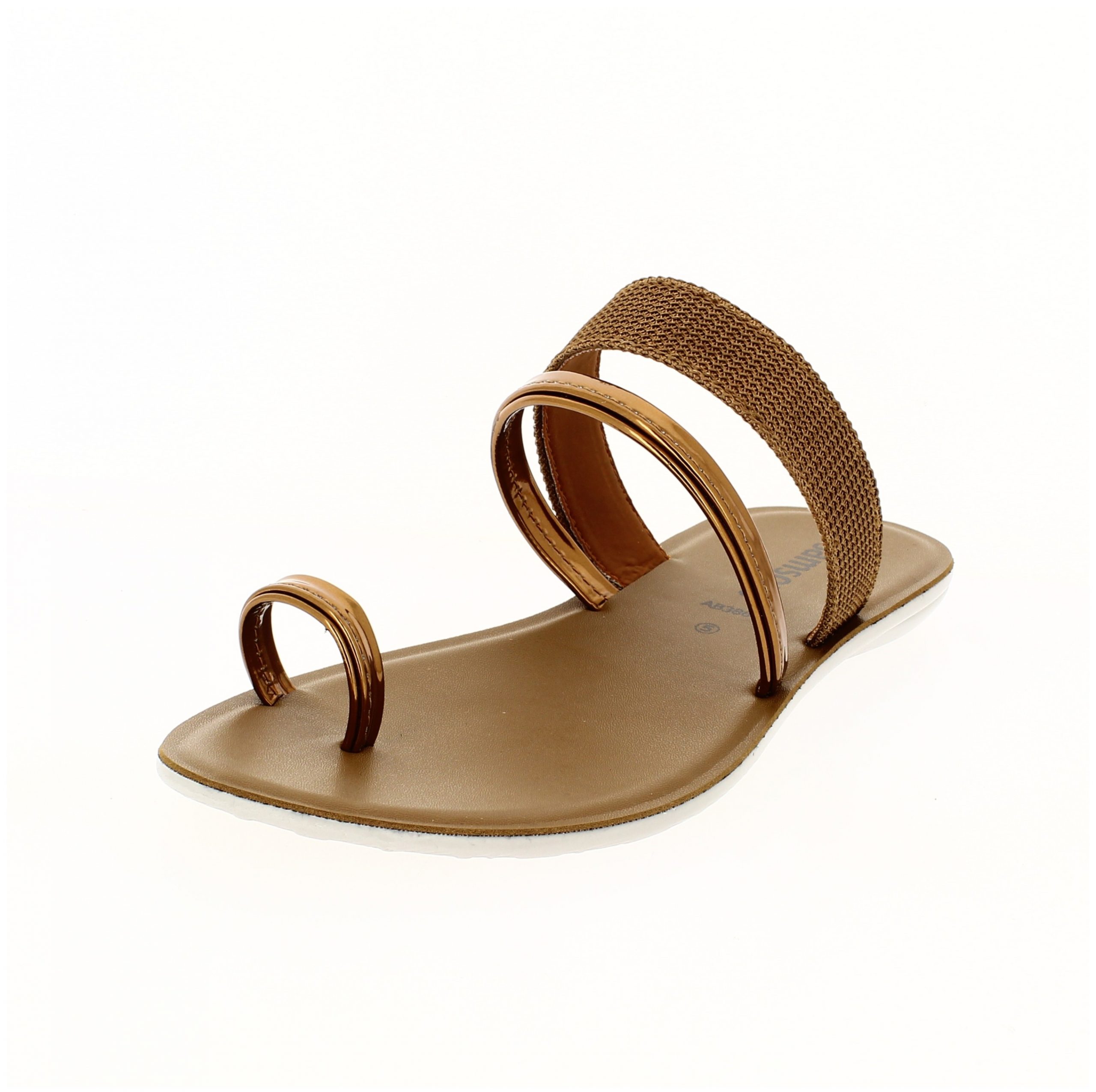 samsons Women Casual Toe Ring Slippers BROWN