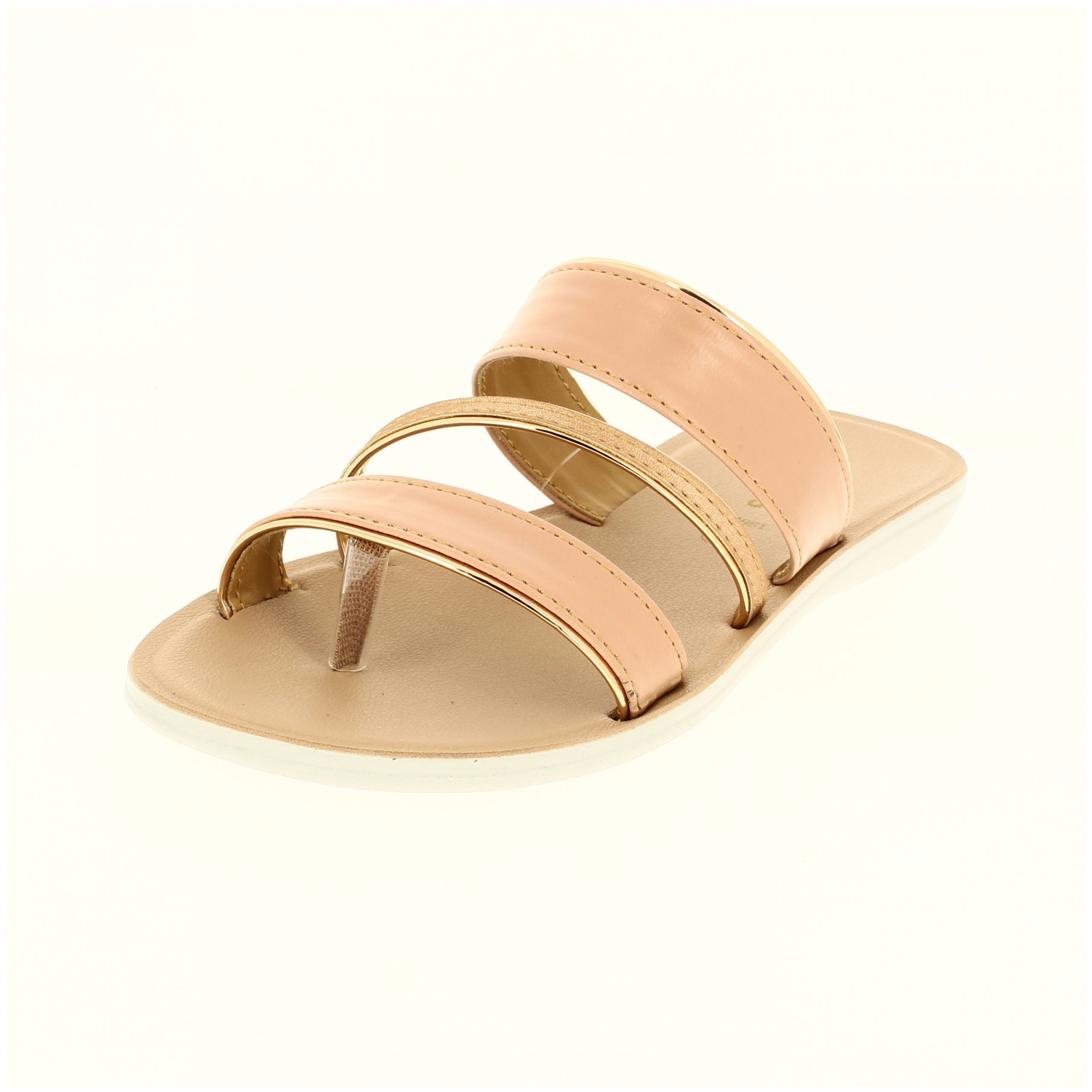 samsons Women Casual Toe Ring Slippers BEIGE