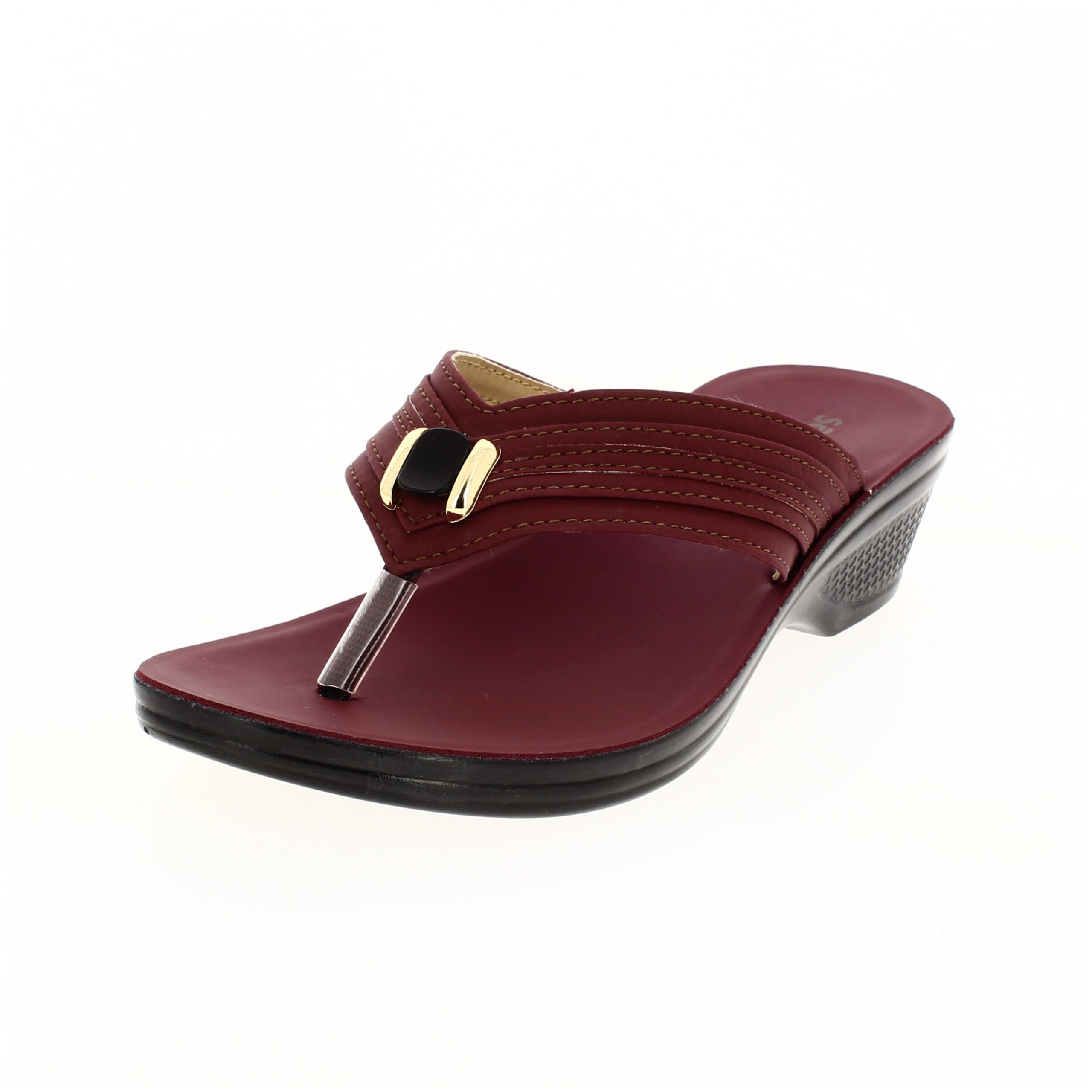 samsons  Women Casual V-strap Wedges MAROON