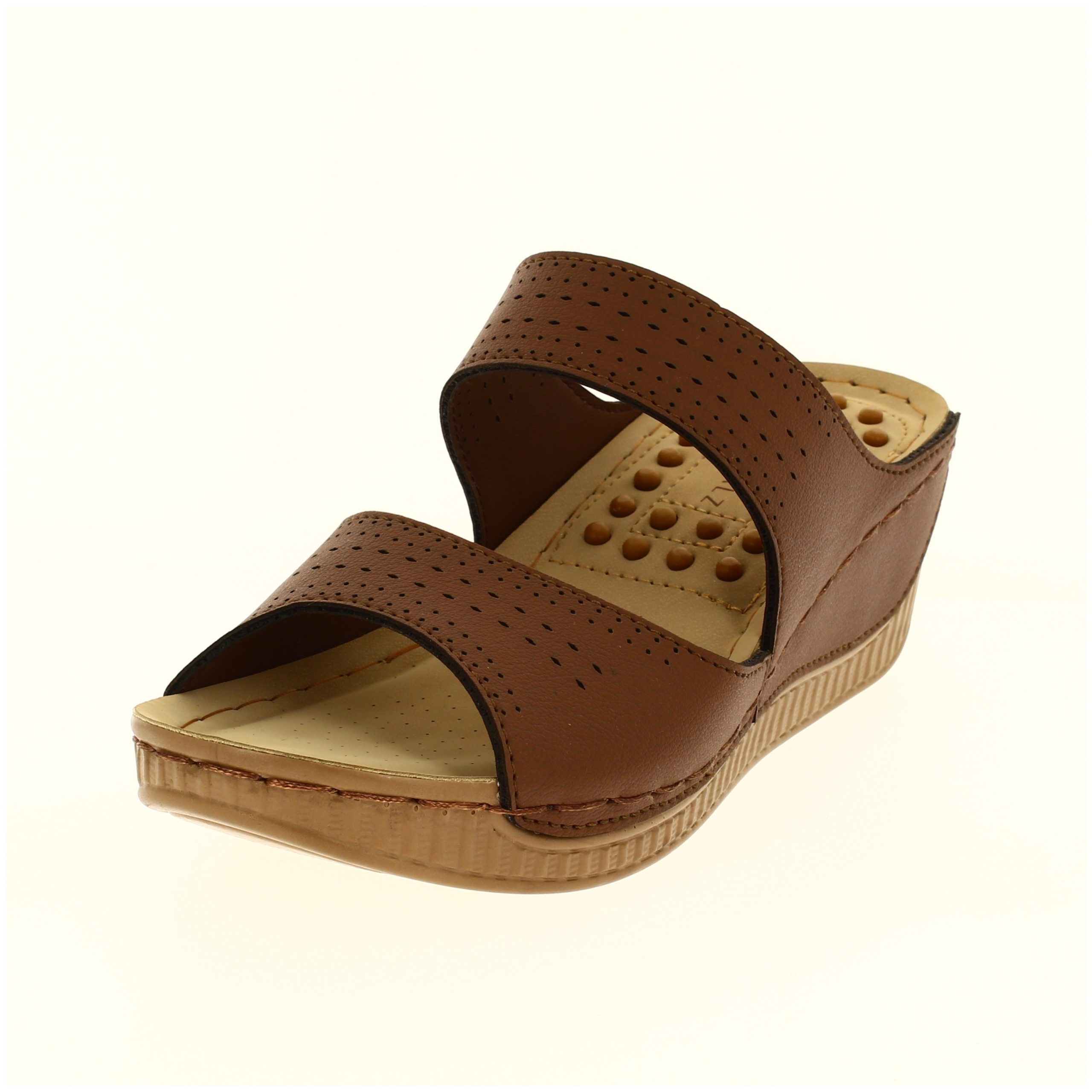 PETALZ  Women Casual  Slip-on Wedges BROWN