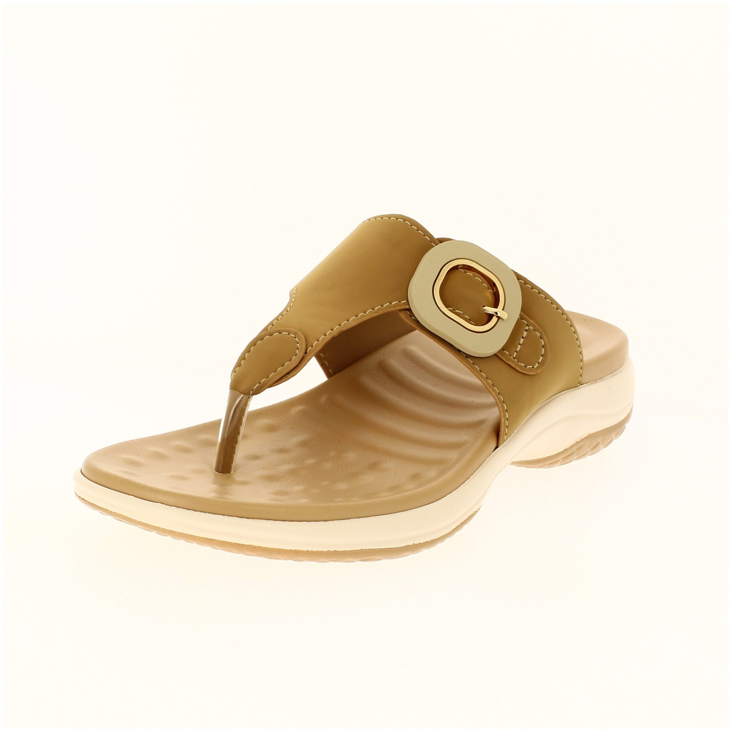 PETALZ Women Casual T-strap Wedges BEIGE