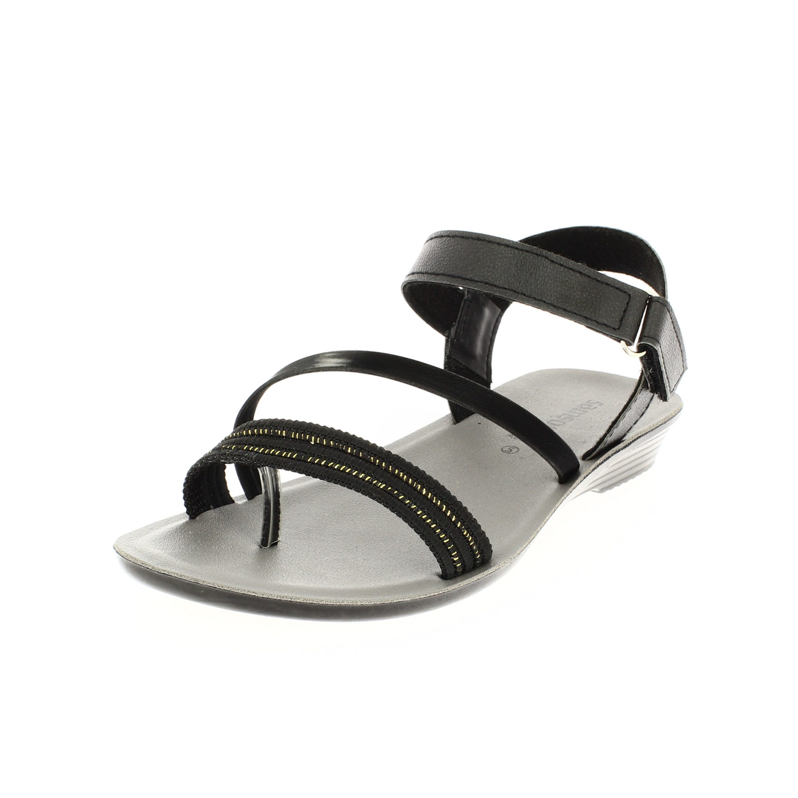 samsons Women Casual Toe Ring Sandals BLACK