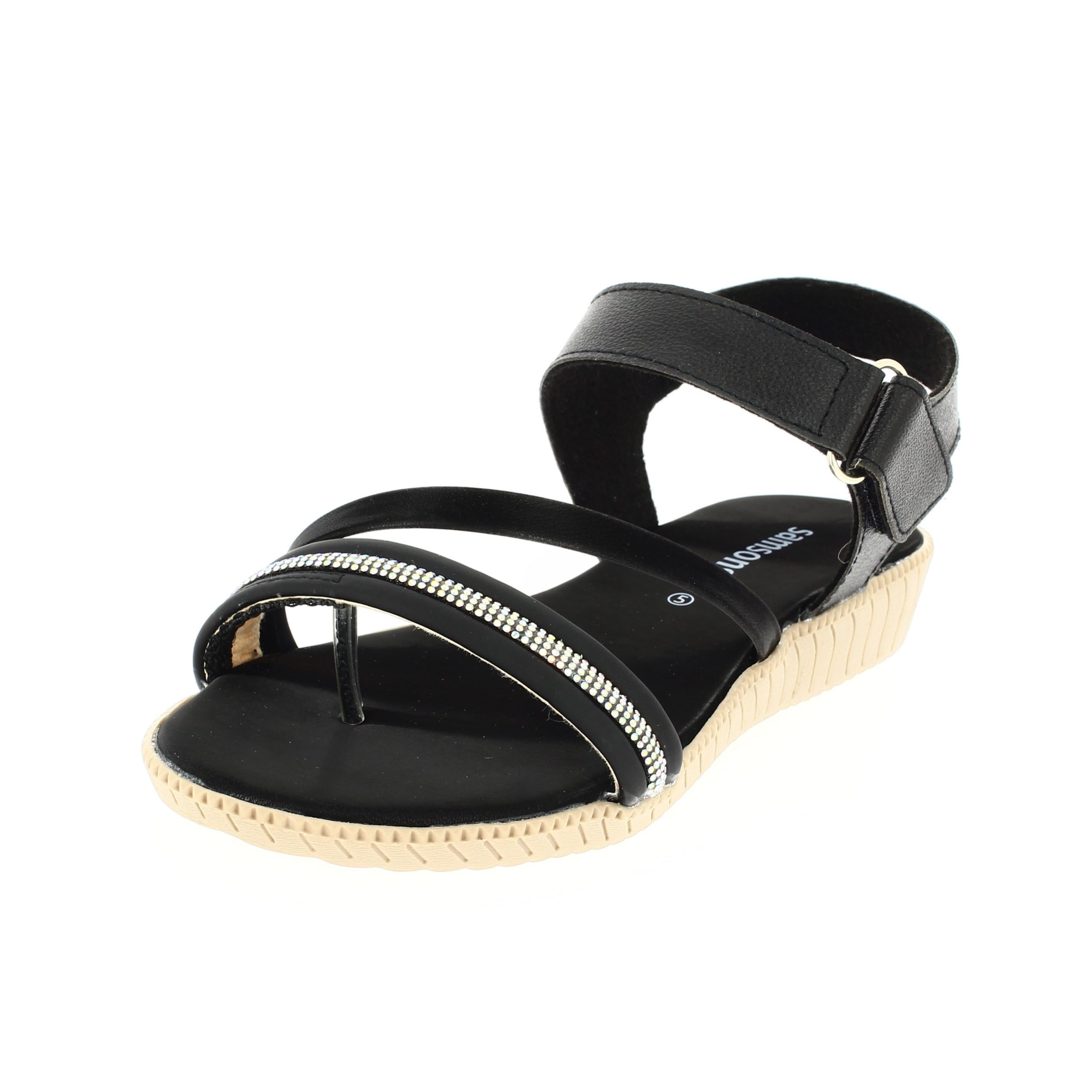samsons Women Casual Toe Ring Sandals BLACK