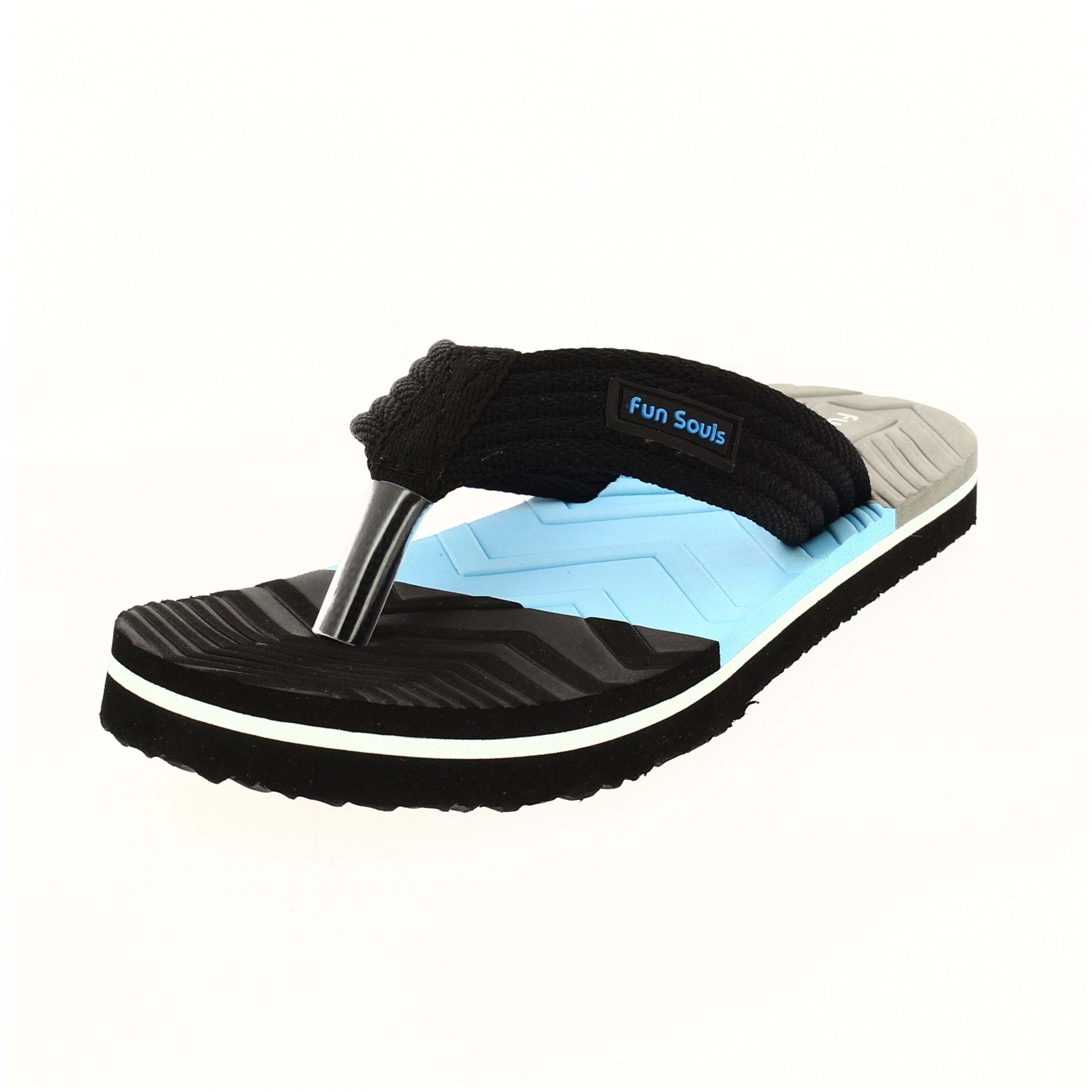 Fun Souls Boys Casual V-strap Slippers BLACK