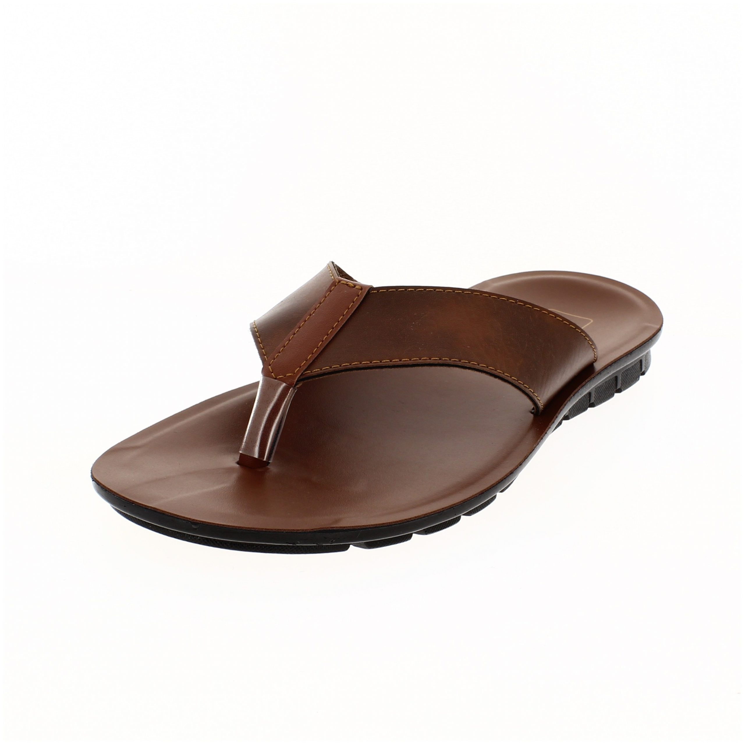 U Softo   Men Casual V-strap Slippers BROWN