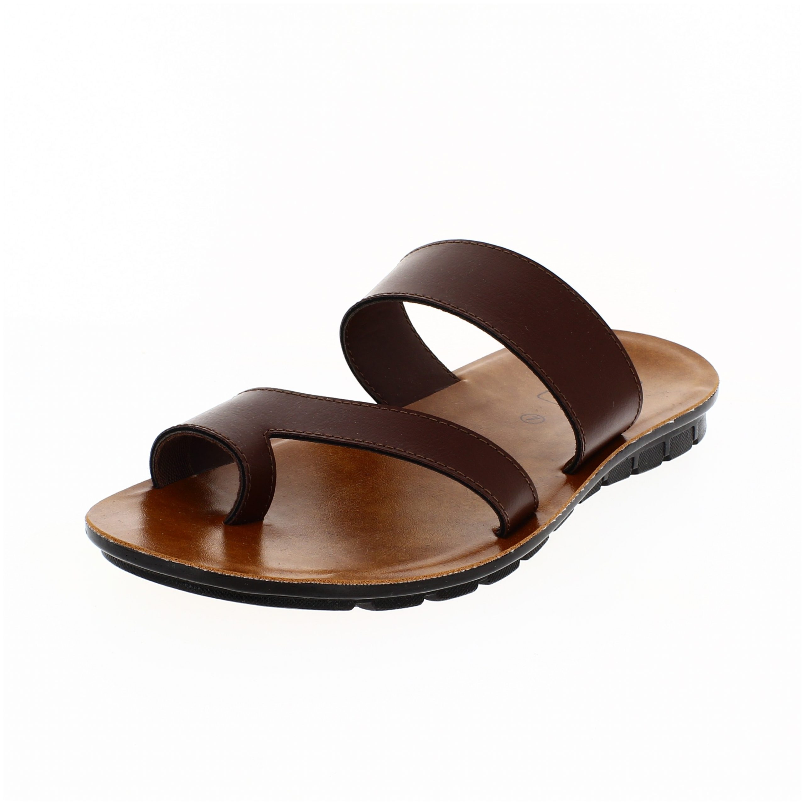 U Softo   Men Casual  Toe Ring Slippers DK BROWN