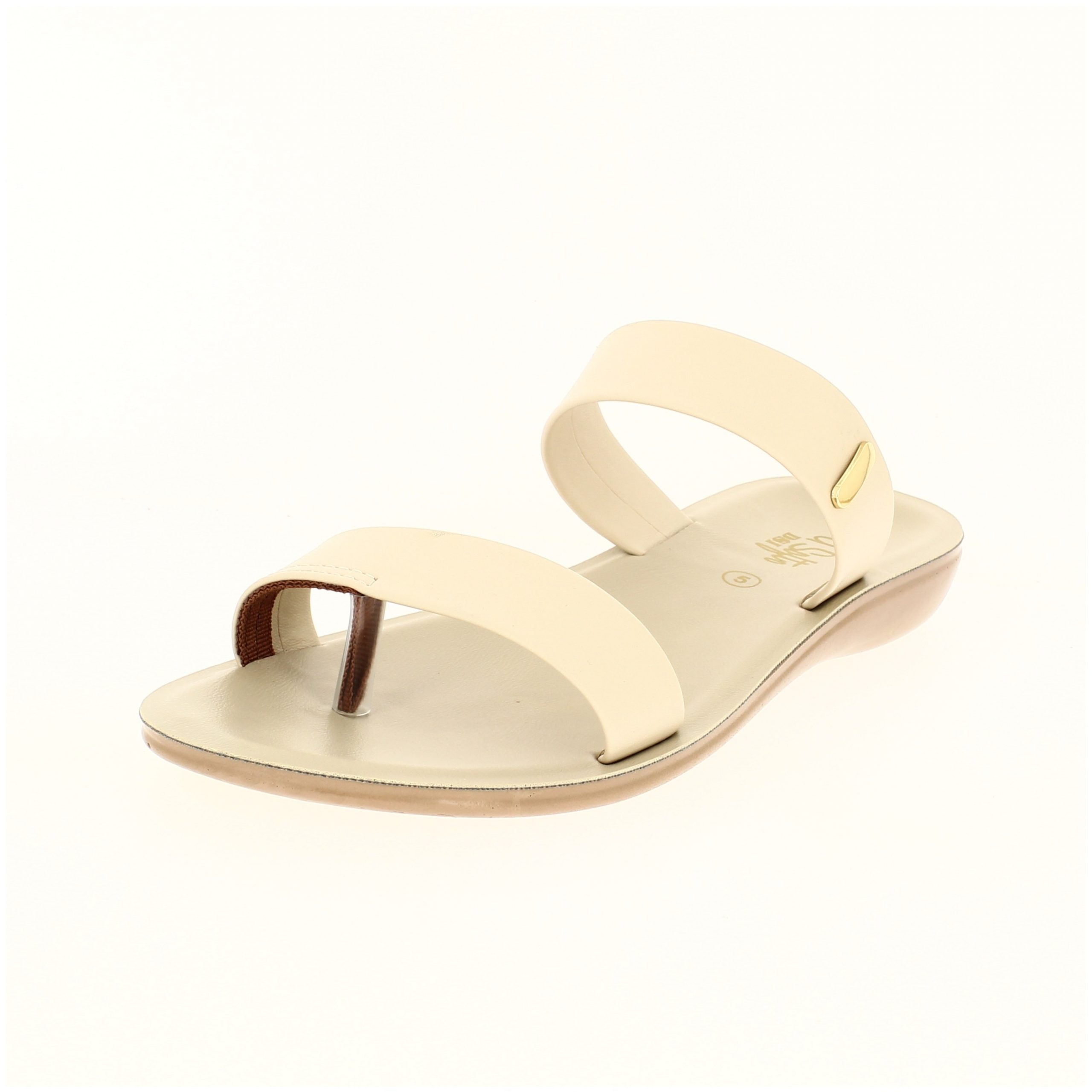 U Softo  Women Casual  Toe Ring Slippers BEIGE