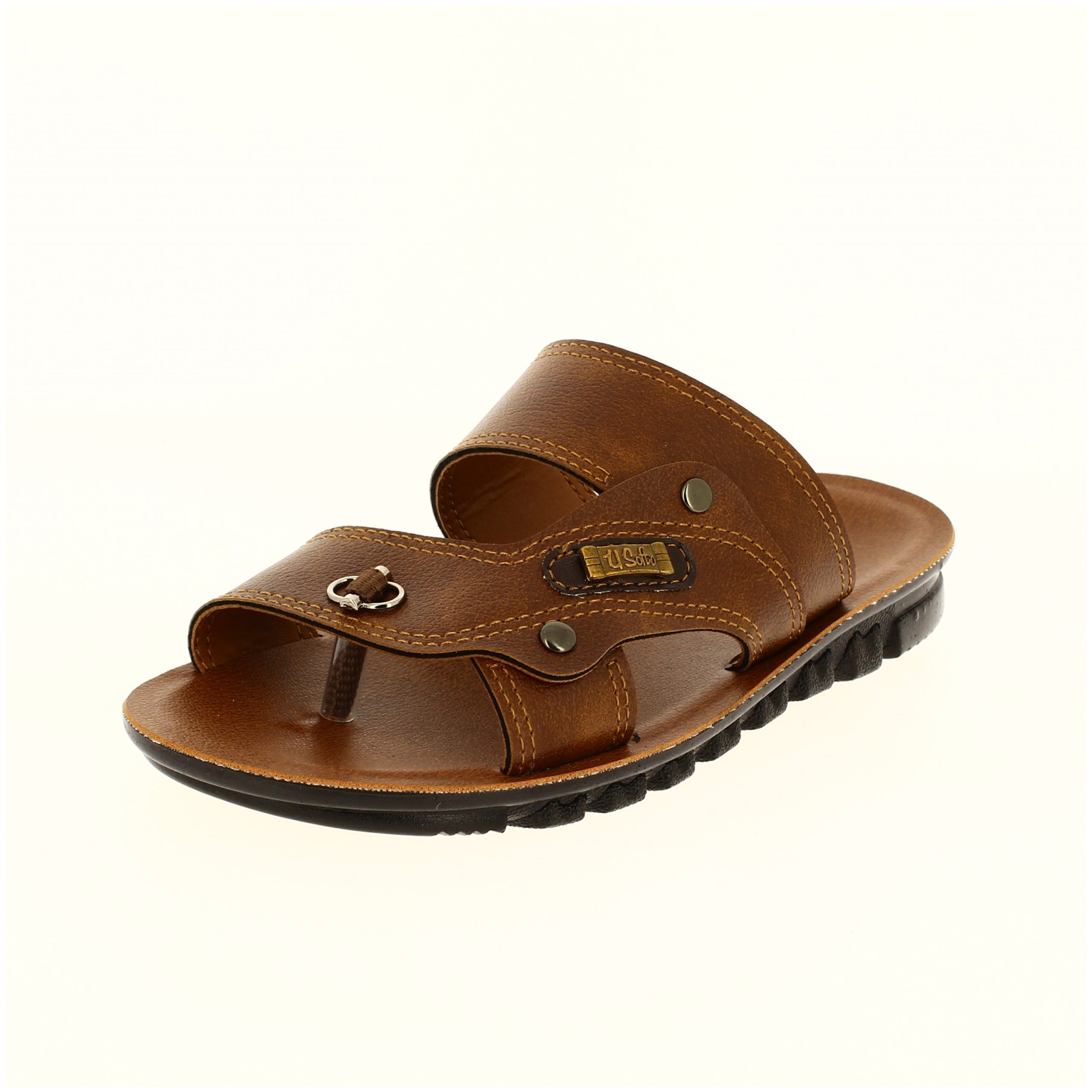 U Softo Boys Casual  Toe Ring Slippers BROWN