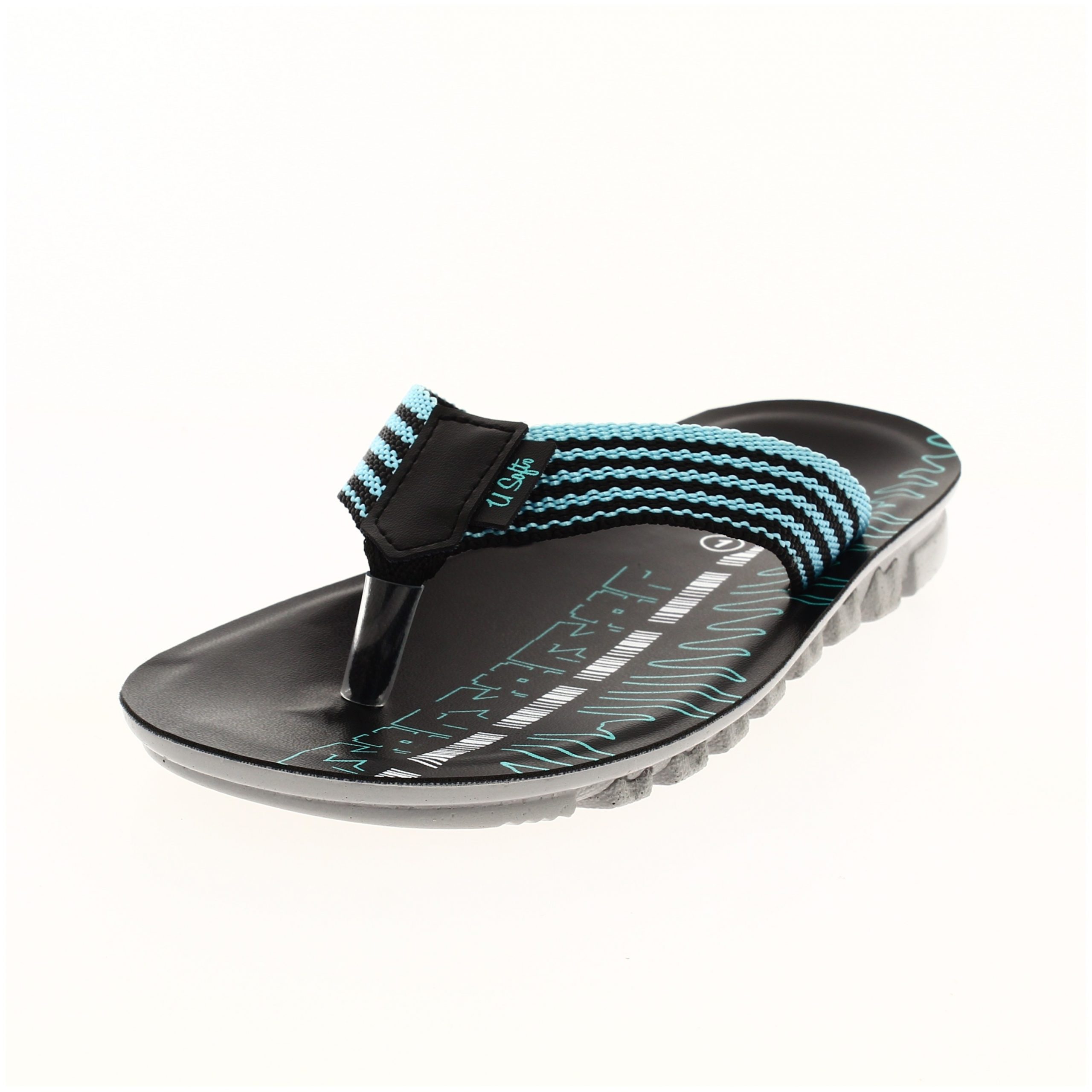 U Softo Boys Casual V-strap Slippers AQUA