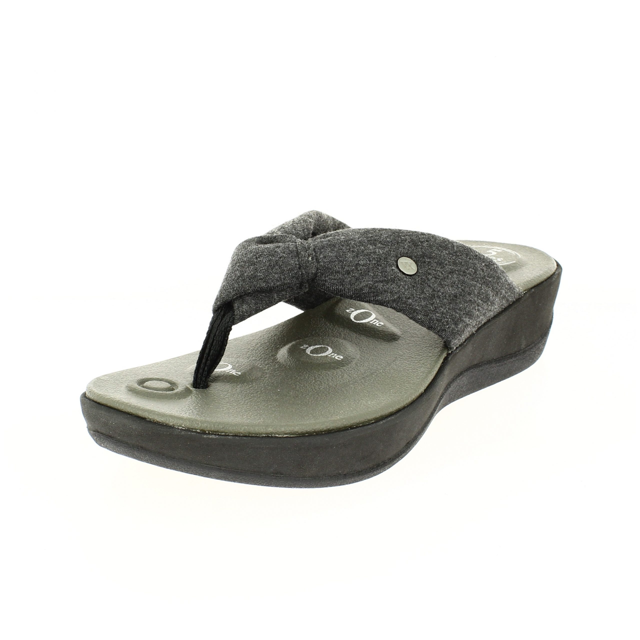 Von Wellx Women Casual T-strap Slippers BLACK