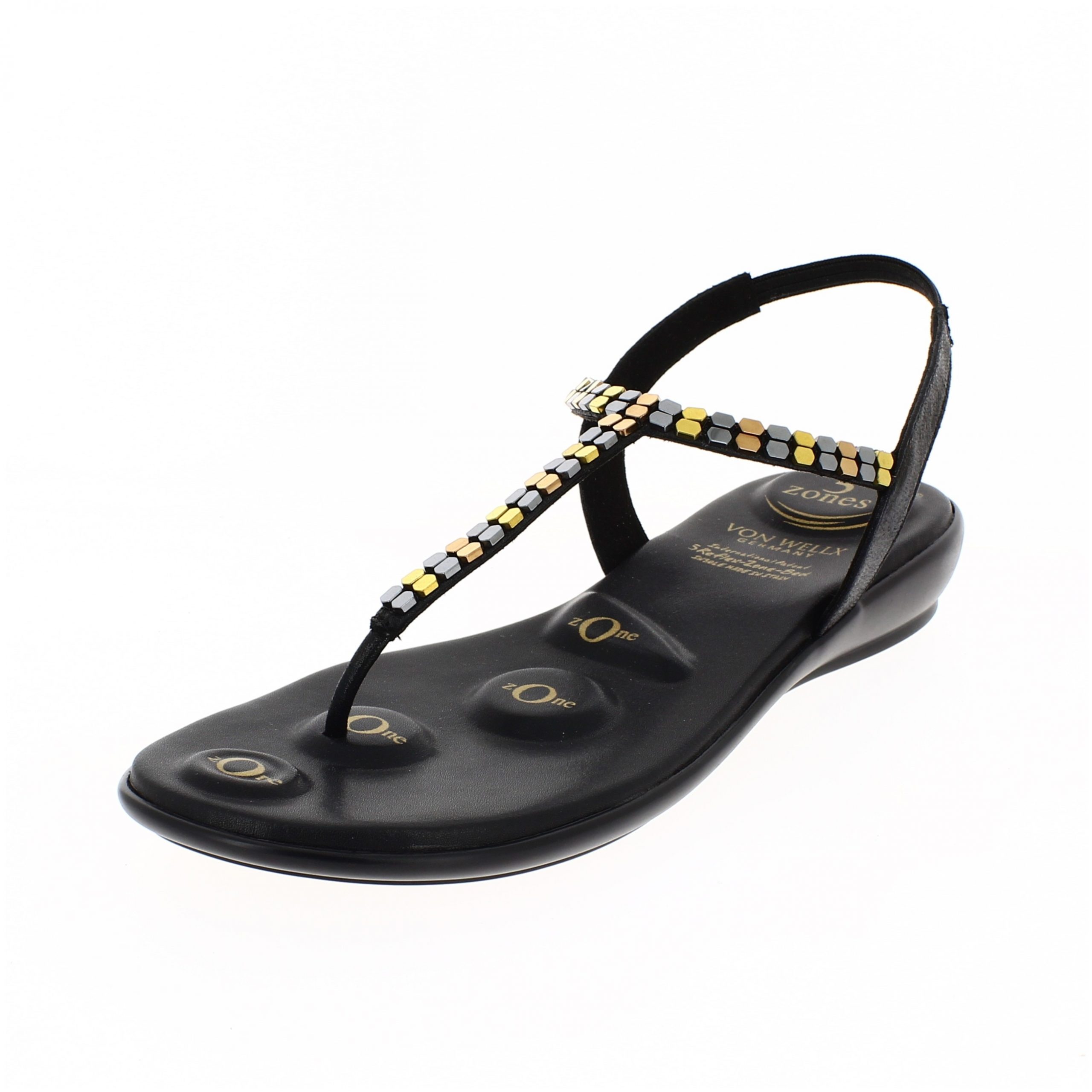 Von Wellx  Women Casual  T-strap  Sandals Black