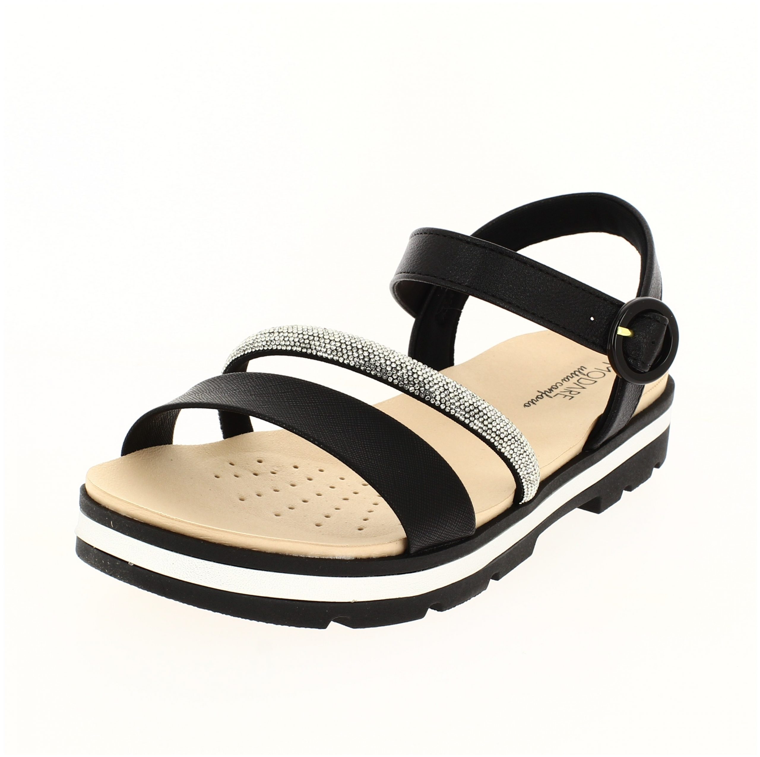 MODARE Women Casual FLATS Sandals BLACK