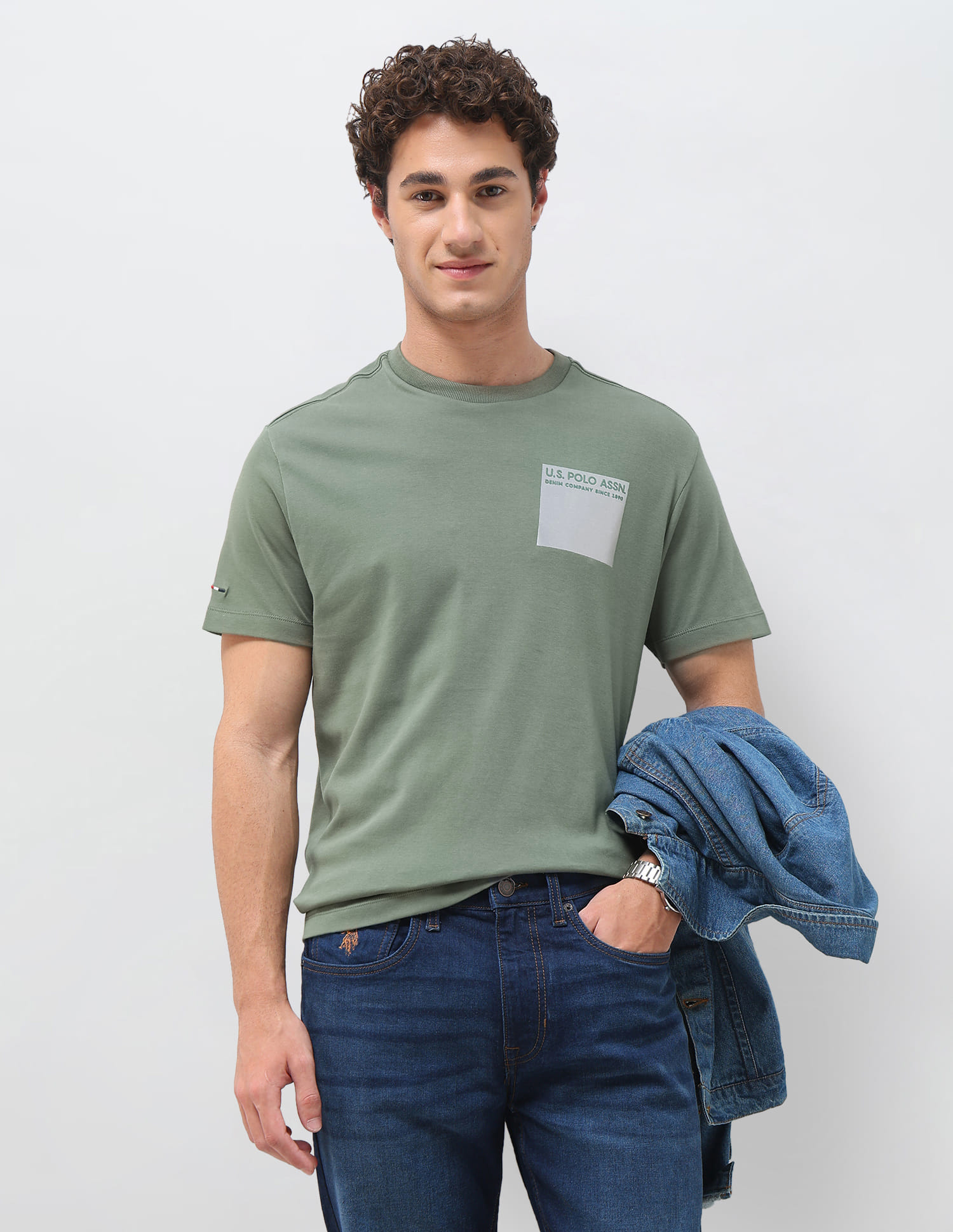 US POLO Men Casual Half Sleeve T-Shirt Green