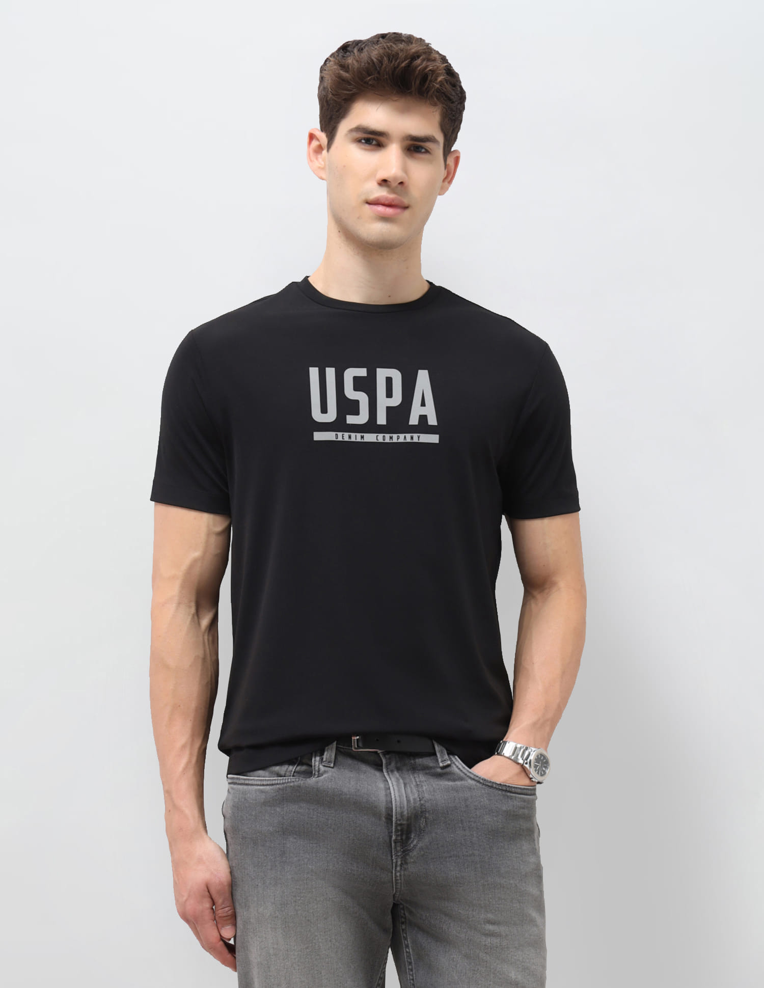 US POLO Men Casual Half Sleeve T-Shirt Black