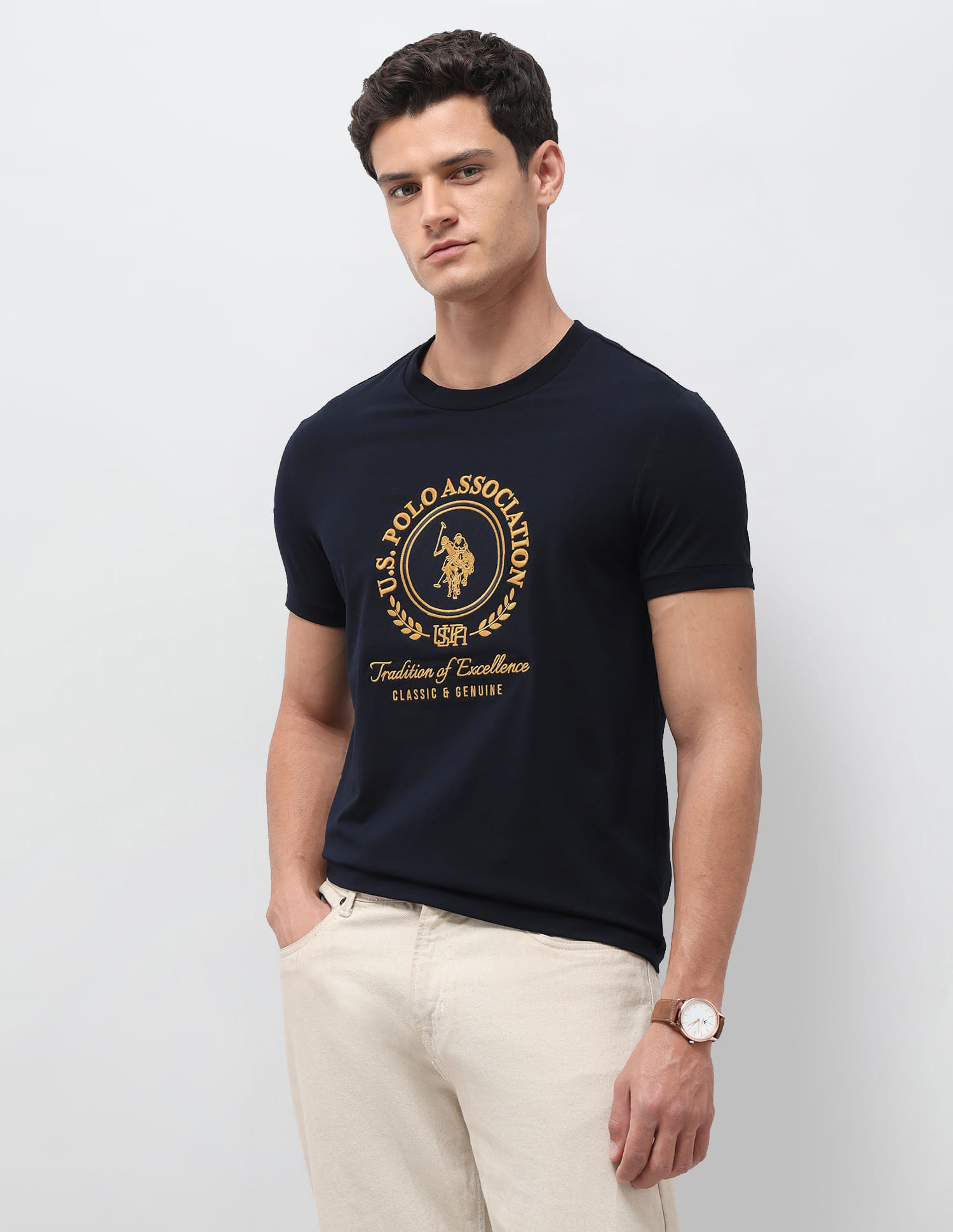 US POLO Men Casual Half Sleeve T-Shirt Navy