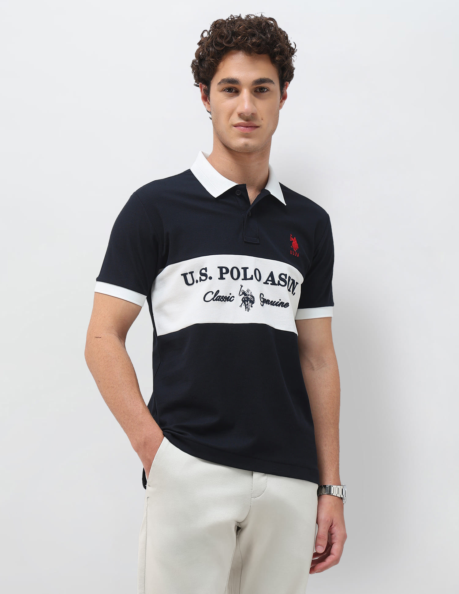 US POLO Men Casual Half Sleeve T-Shirt Navy