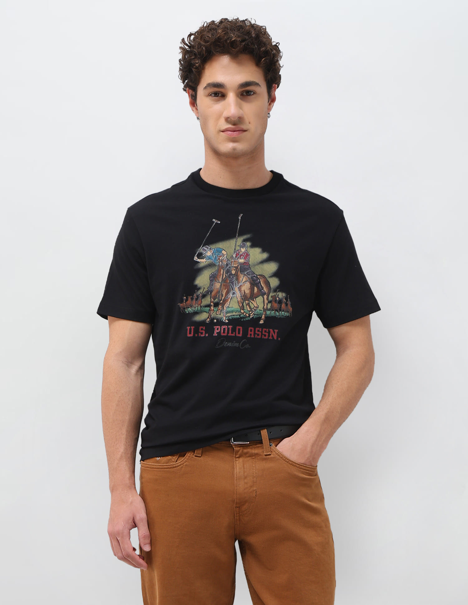 US POLO Men Casual Half Sleeve T-Shirt Black