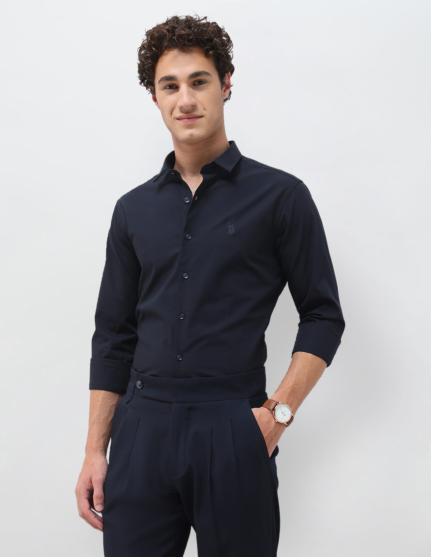 US POLO Men Casual Shirt Navy