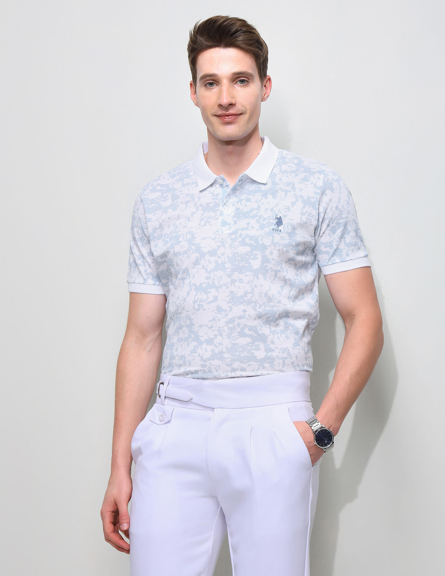 US POLO Men Casual Half Sleeve T-Shirt Lt. Blue