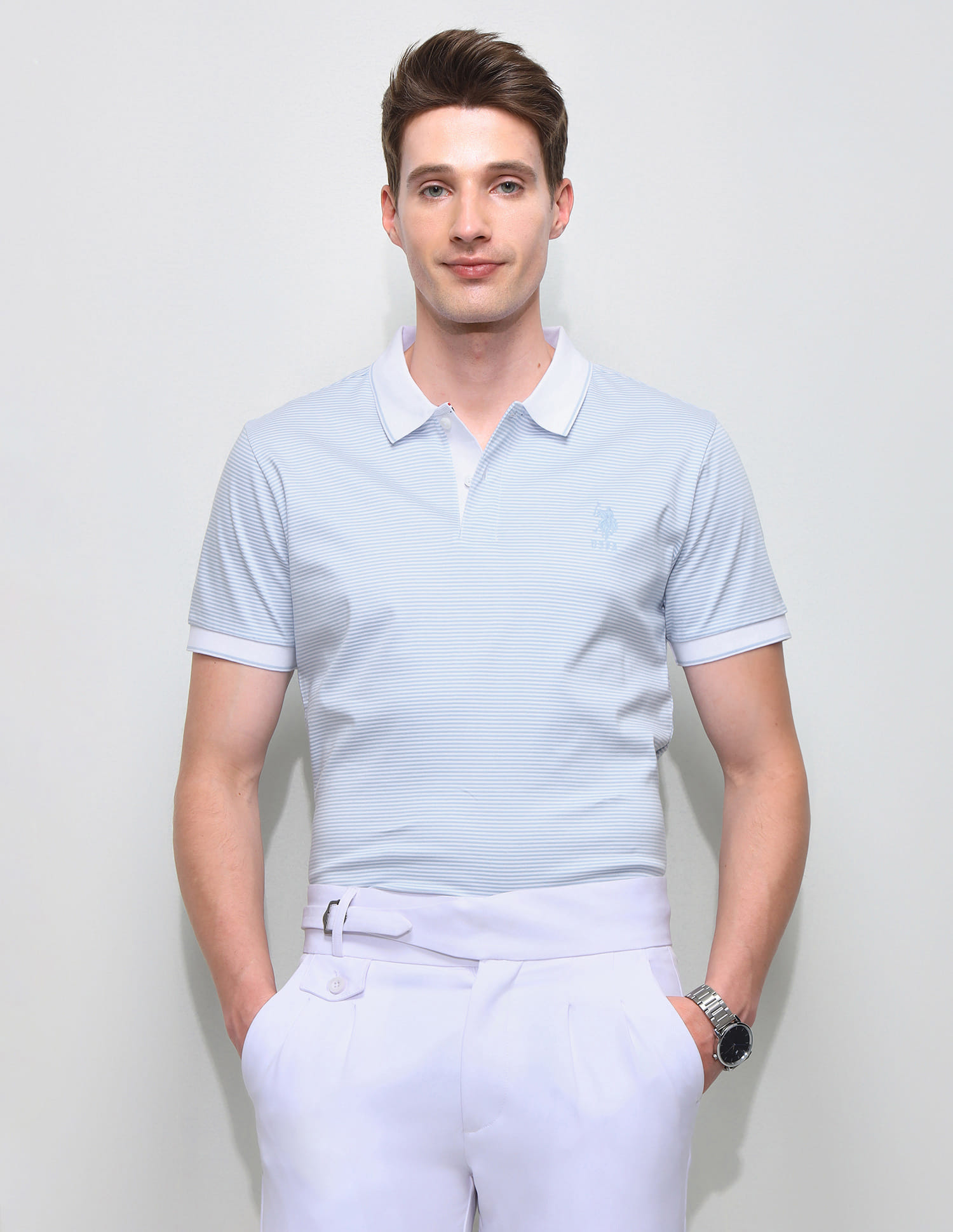 US POLO Men Casual Half Sleeve T-Shirt Lt. Blue